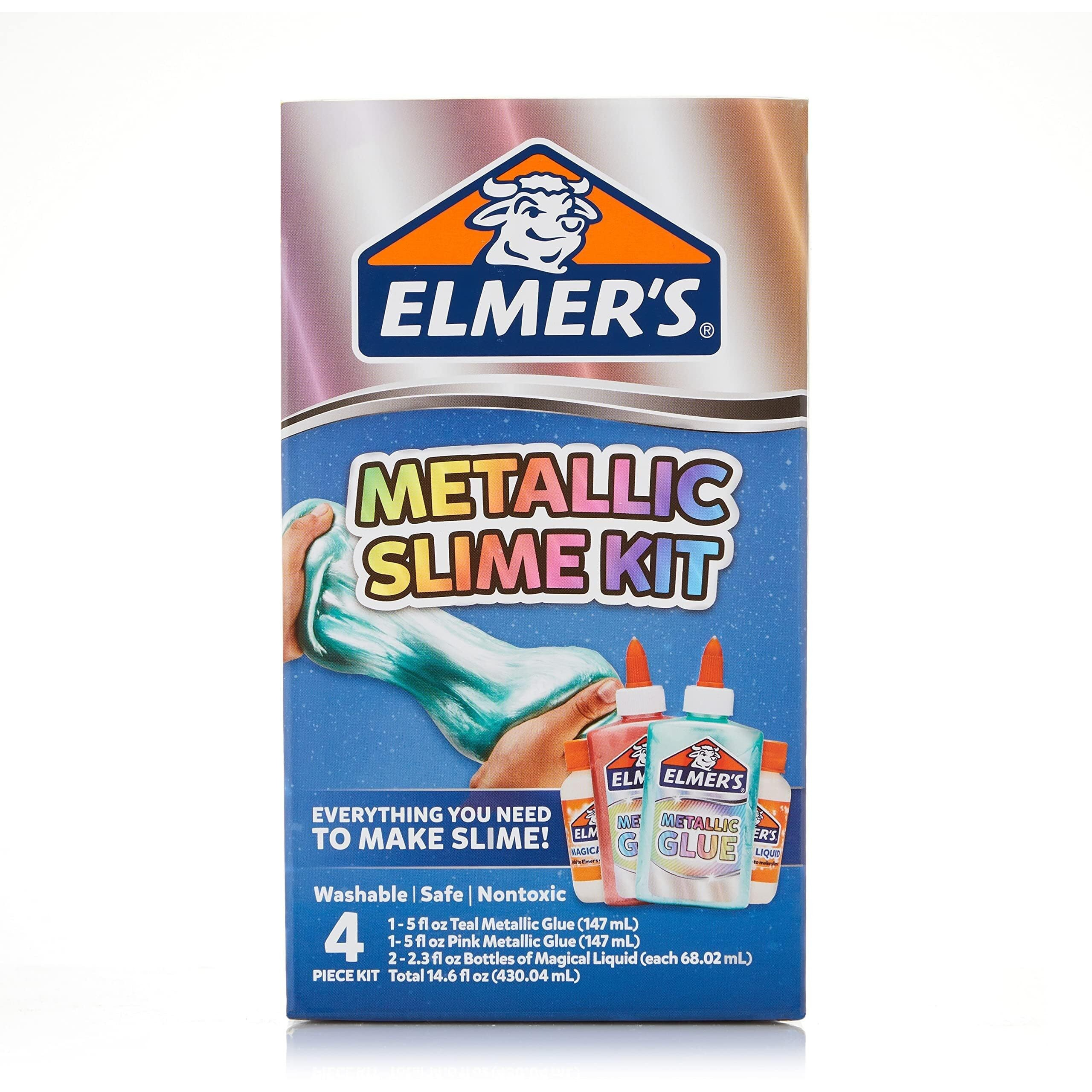 Elmers Metallic Slime Kit | Slime Supplies Include Elmers Metallic Glue, Elmers Magical Liquid Slime Activator, 4 Piece Kit