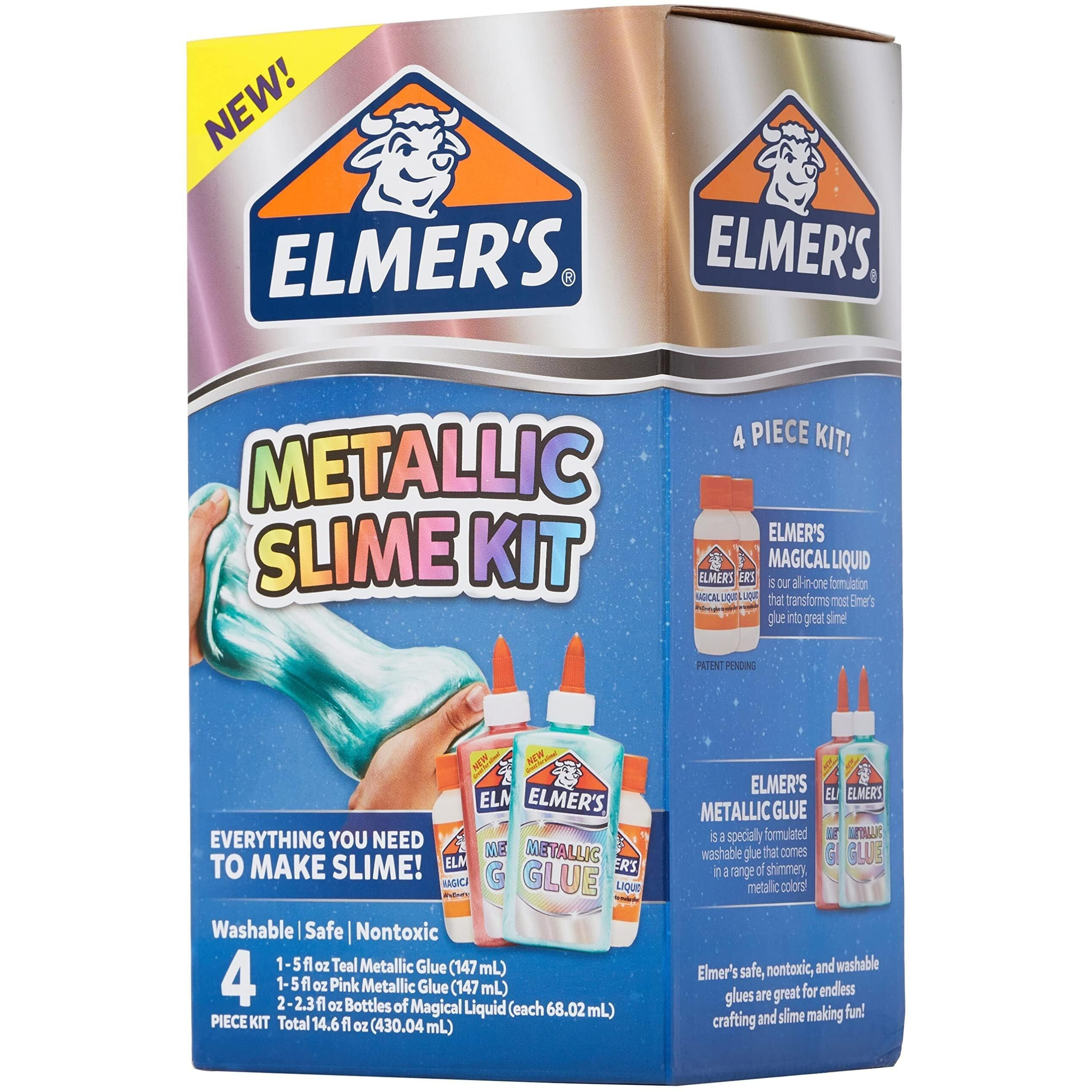 Elmers Metallic Slime Kit | Slime Supplies Include Elmers Metallic Glue, Elmers Magical Liquid Slime Activator, 4 Piece Kit