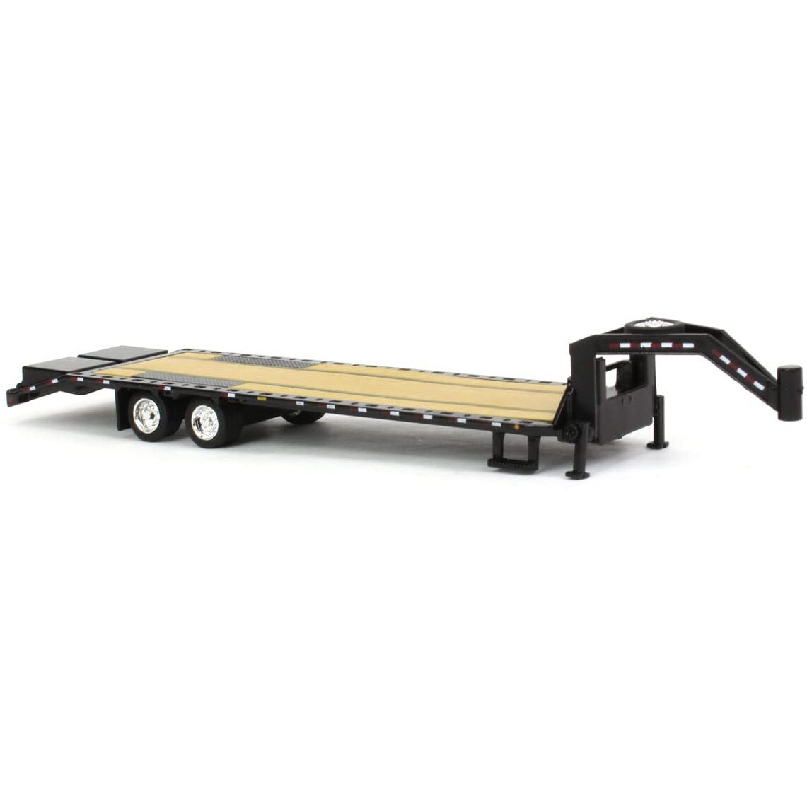 Greenlight 30390 Gooseneck Trailer - Black With Red And White Conspicuity Stripes (Hobby Exclusive) 164 Scale Diecast For Unisex Adult
