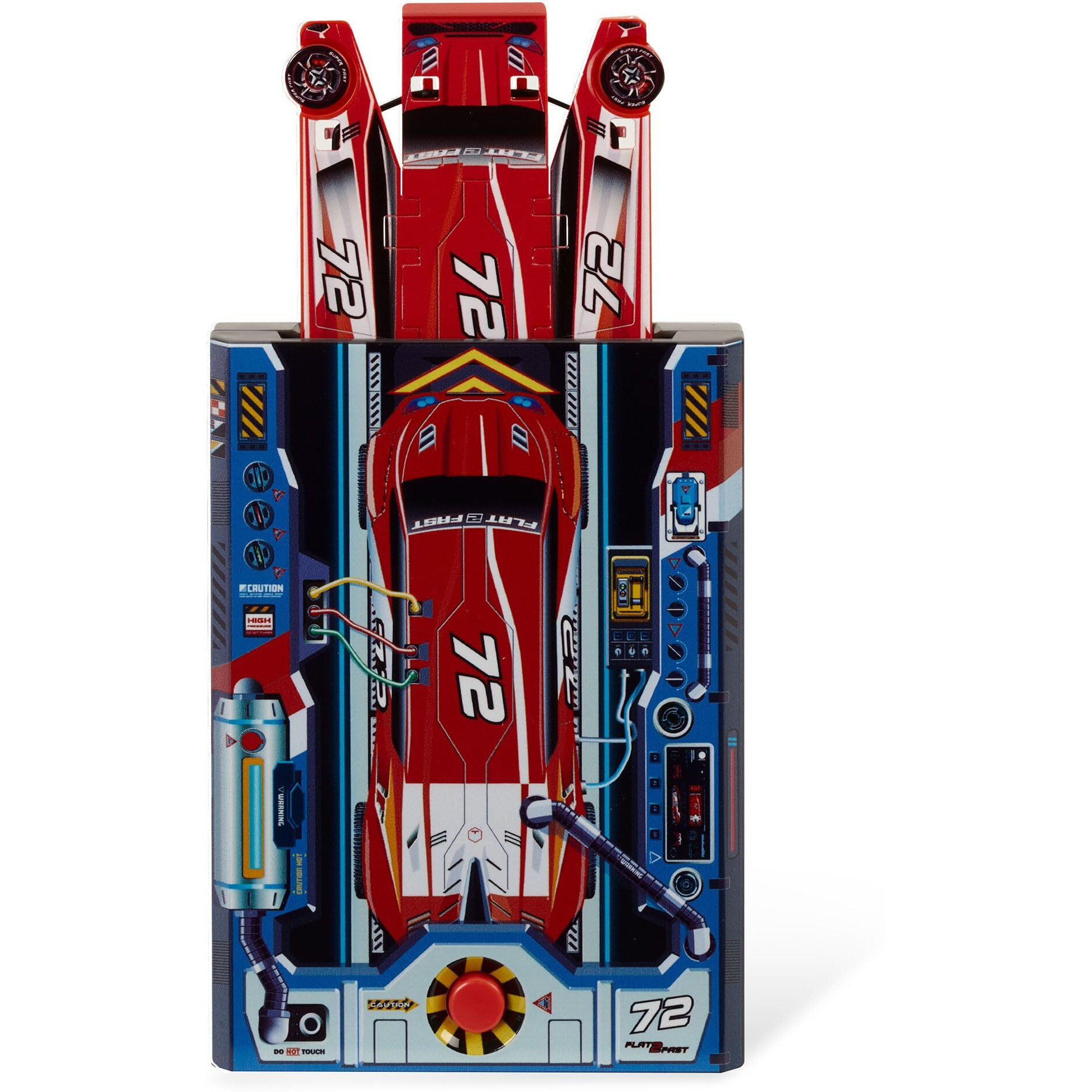 Flat 2 Fast Red 72 Card Racer | Load, Launch, Race - Pocket-Sized Racecar Toy Ages 5 And Up (Sold Each)