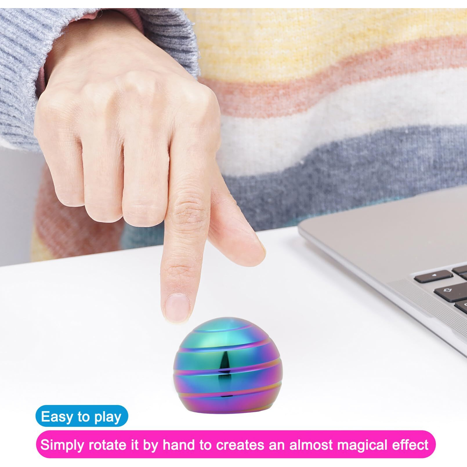 Desk-Kinetic-Toys Cool-Gadgets For Fidget Cool-Stuff Thing Game Toy For Adult Teen Children Kid, Stress Relief Optical-Illusion Gifts For Office School Home Man Women Christmas Spinning 180 Seconds