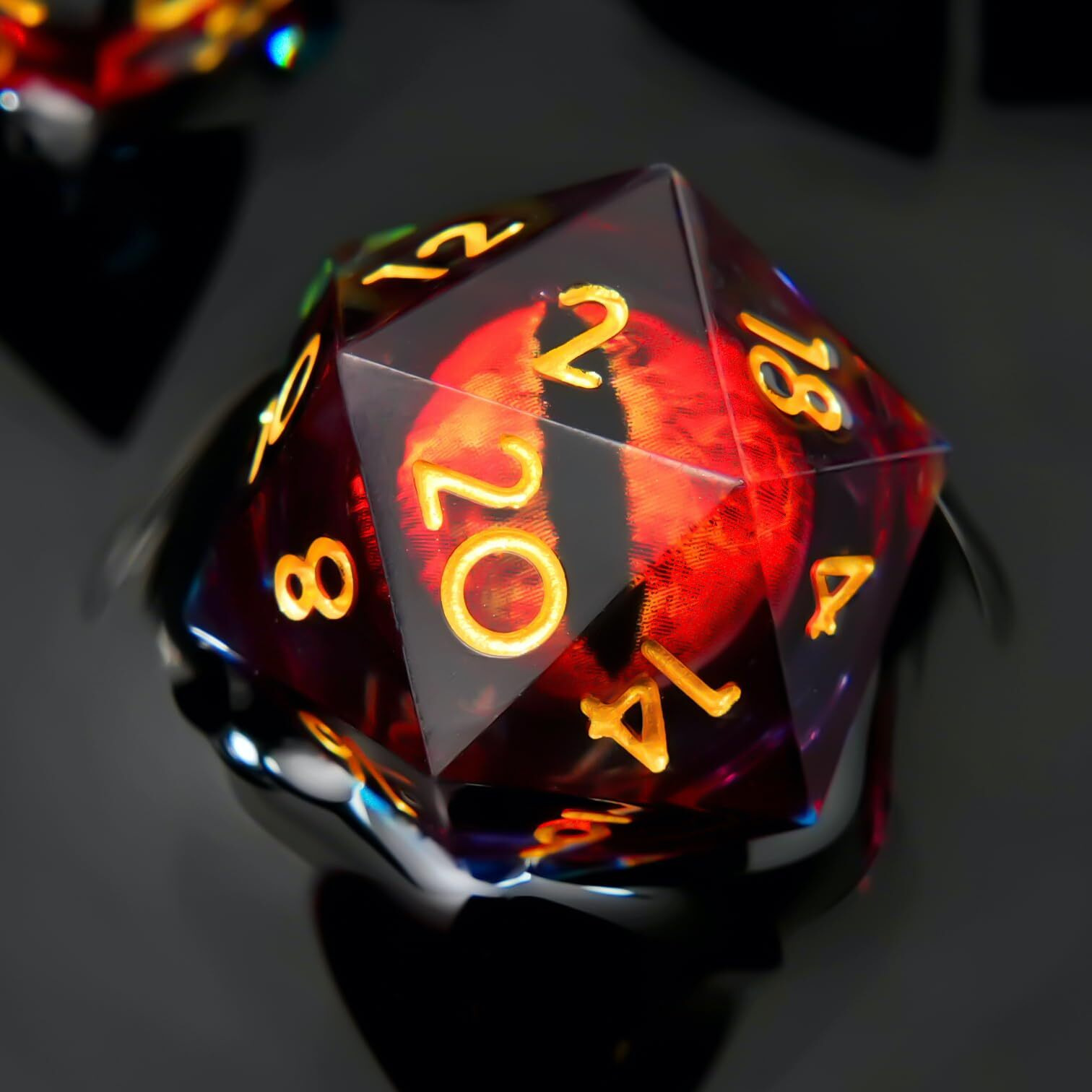 Yemeko Beholder's Eye D20 Dice Dragon Eye Dnd 22Mm Single Dice With Resin Sharp Edge 20 Sided D&D Dice,Handmade Polyhedral For Dungeons And Dragons, Rpg, Roleplaying Games Mtg Table Games(Red Blue)