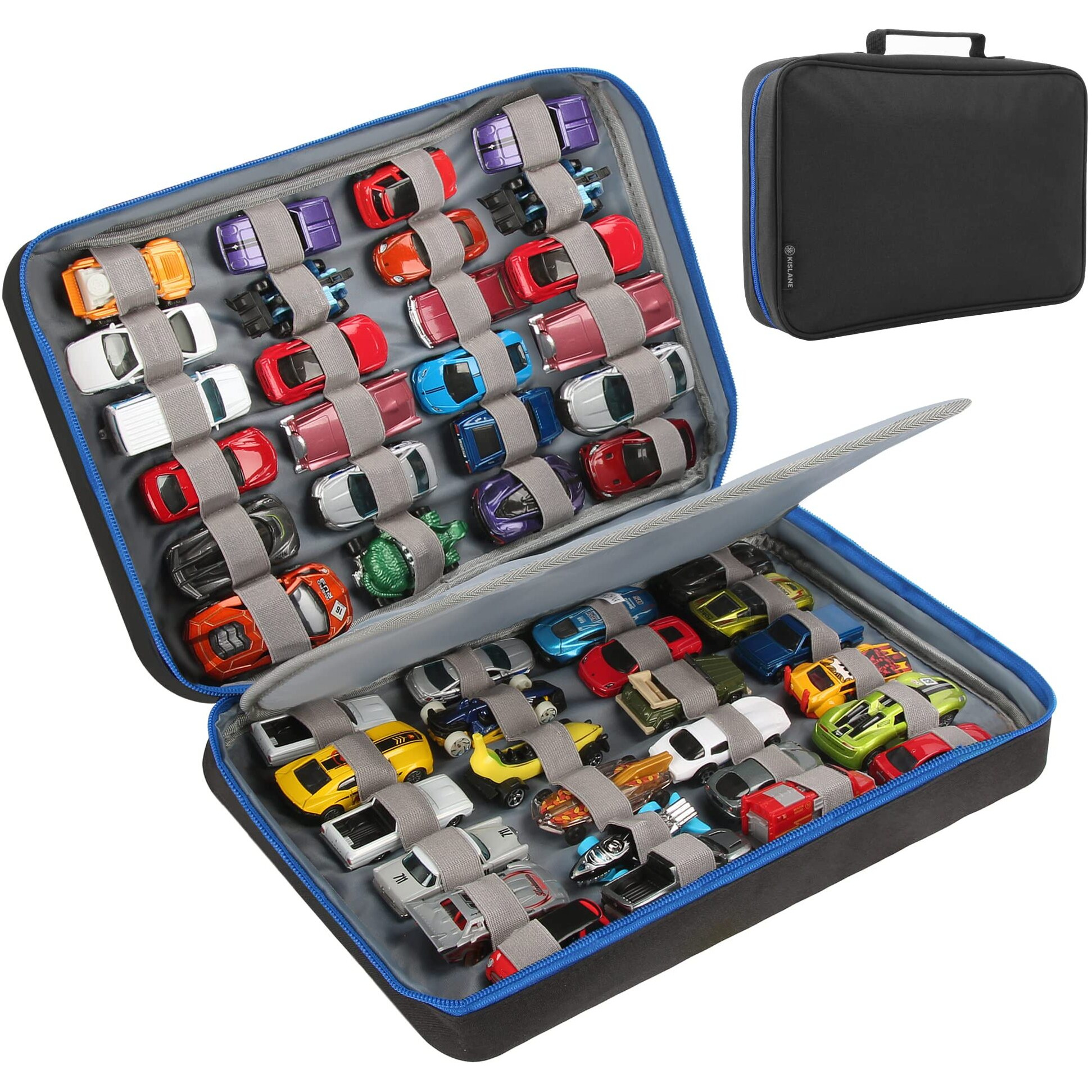 Kislane Carrying Case For 48 Toy Cars, Kids Toy Cars Storage Case Hold 48 Toy Cars(Bag Only (Black)