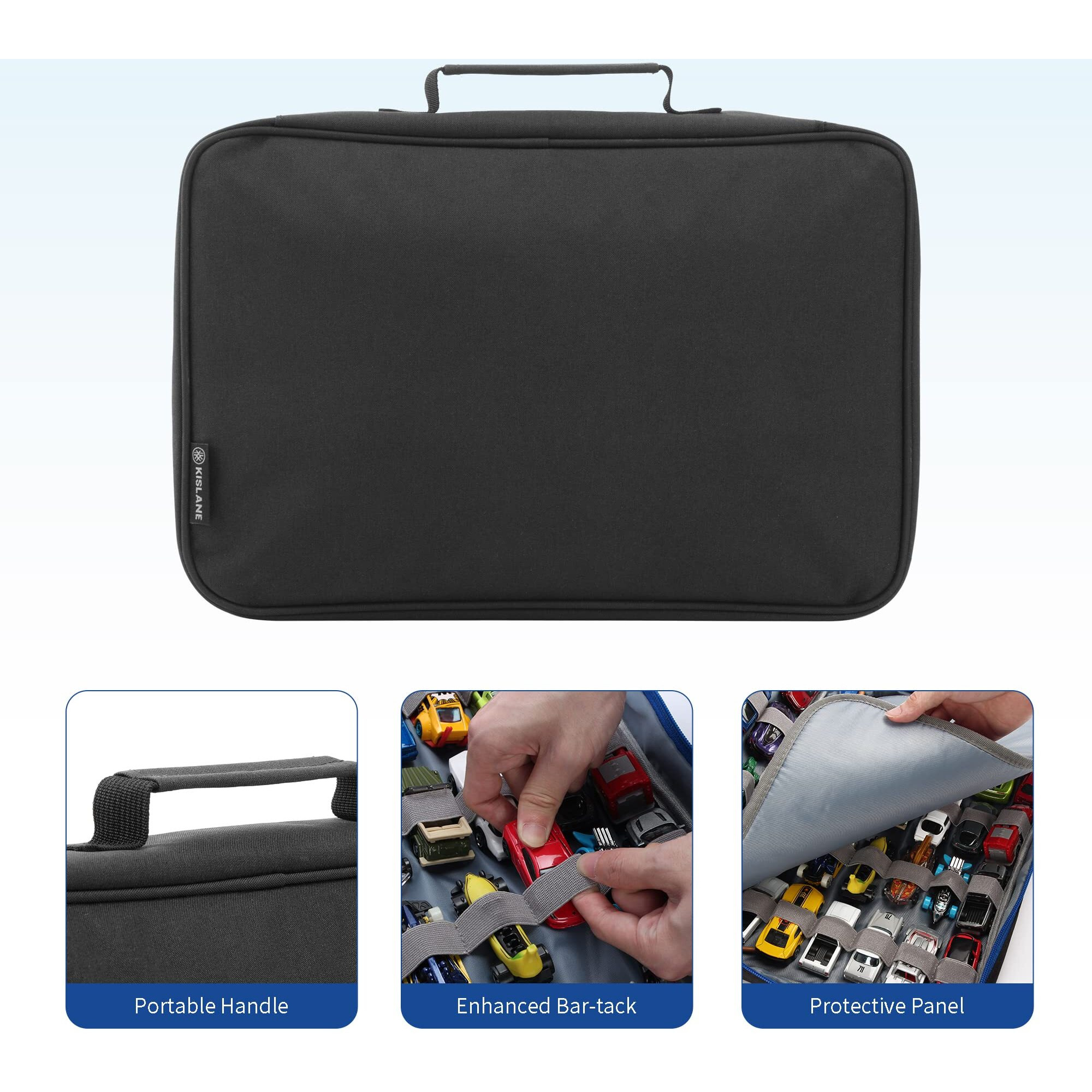 Kislane Carrying Case For 48 Toy Cars, Kids Toy Cars Storage Case Hold 48 Toy Cars(Bag Only (Black)