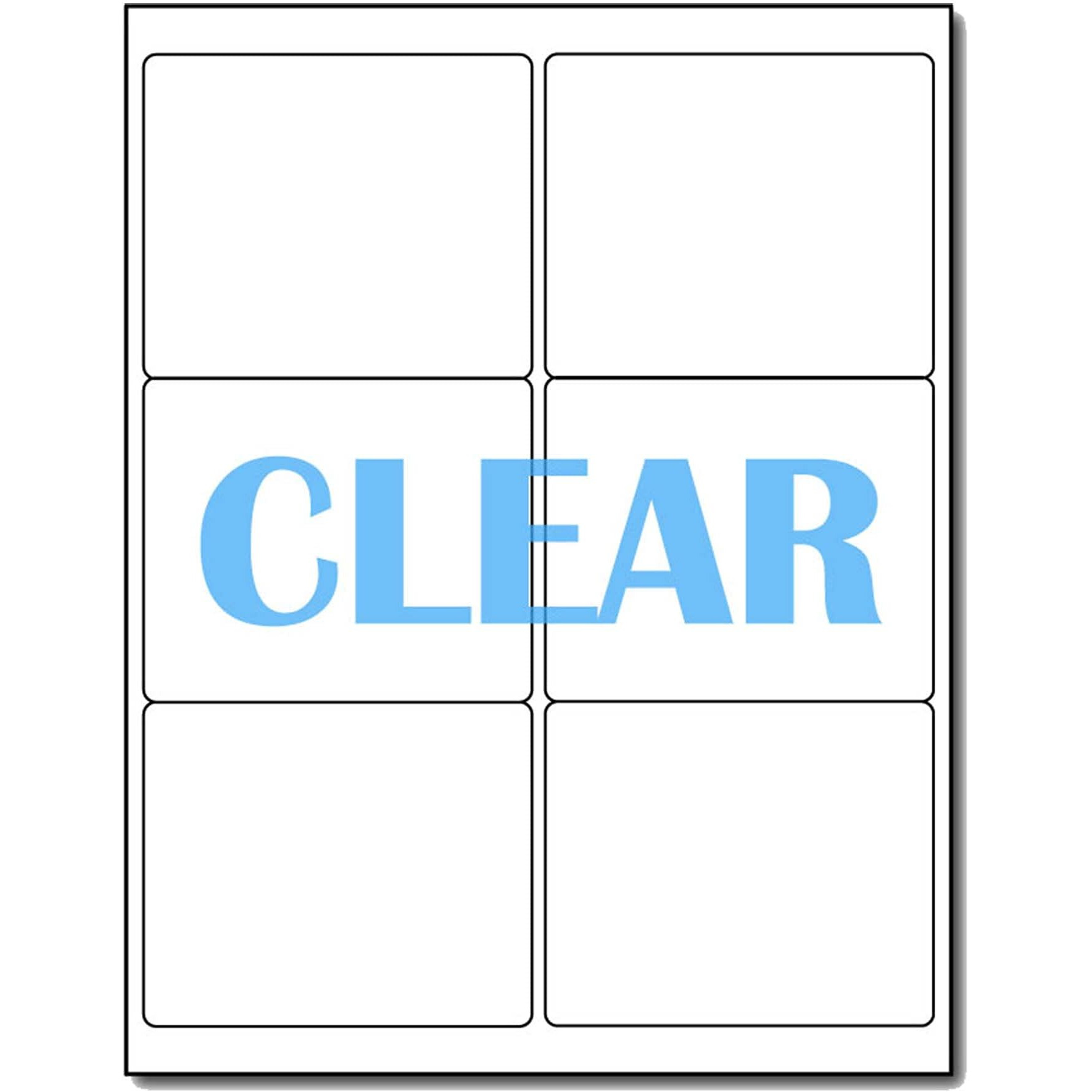 Crystal Clear Shipping Labels For Laser Printers - 4" X 3 1/3" - 6 Per Sheet - 10 Sheets / 60 Labels