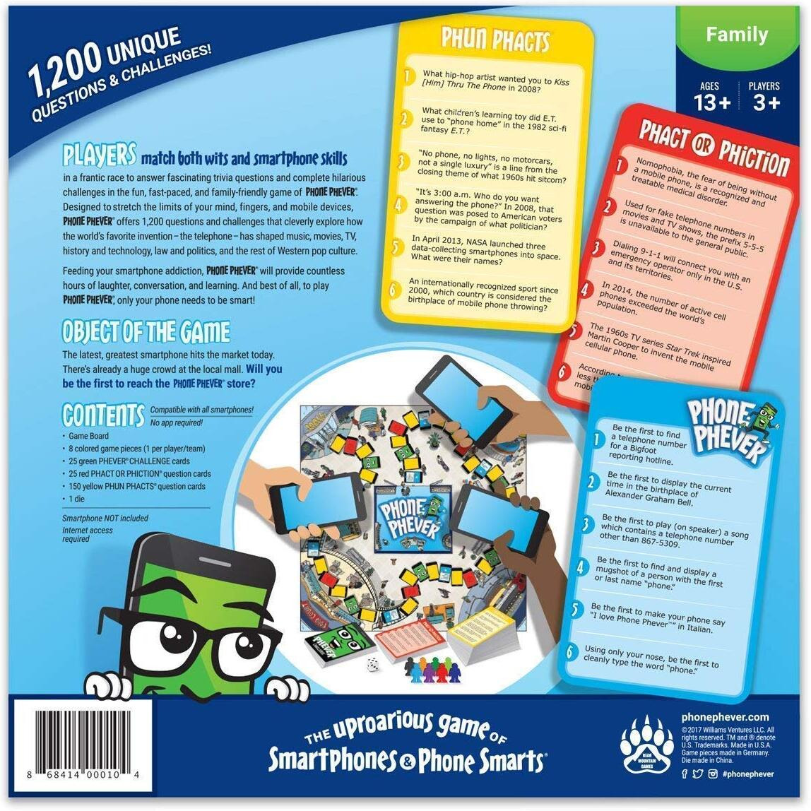 Phone Phever Board Game - New Fun Fast-Paced Family-Friendly Party Board Game - It's A Phonetastic Race To Answer Fascinating Trivia Questions & Complete Hilarious Challenges