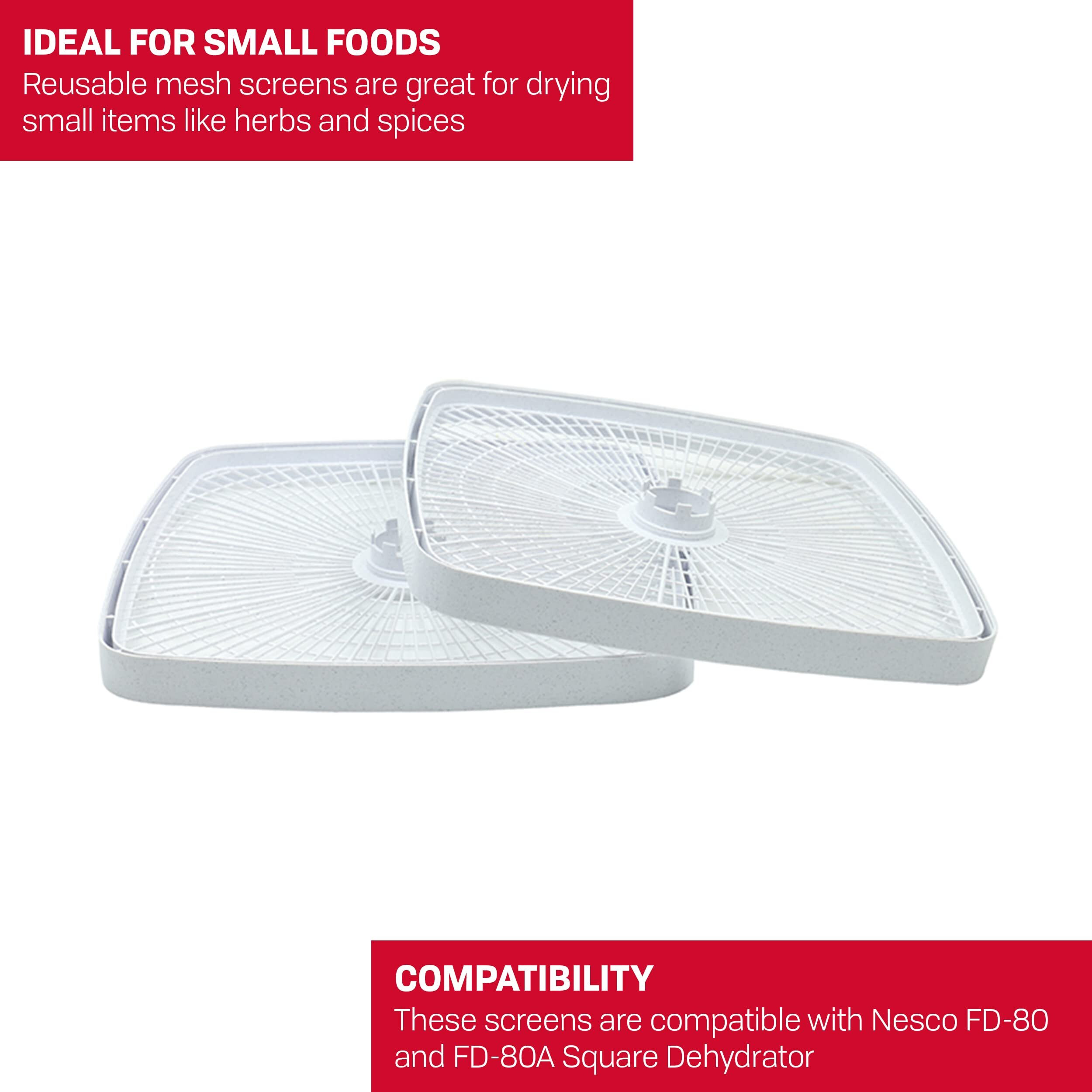 Nesco Sqt-2 Square 14 1/2" Speckled Plastic Add-A-Trays, Fd-80 Food Dehydrators, White