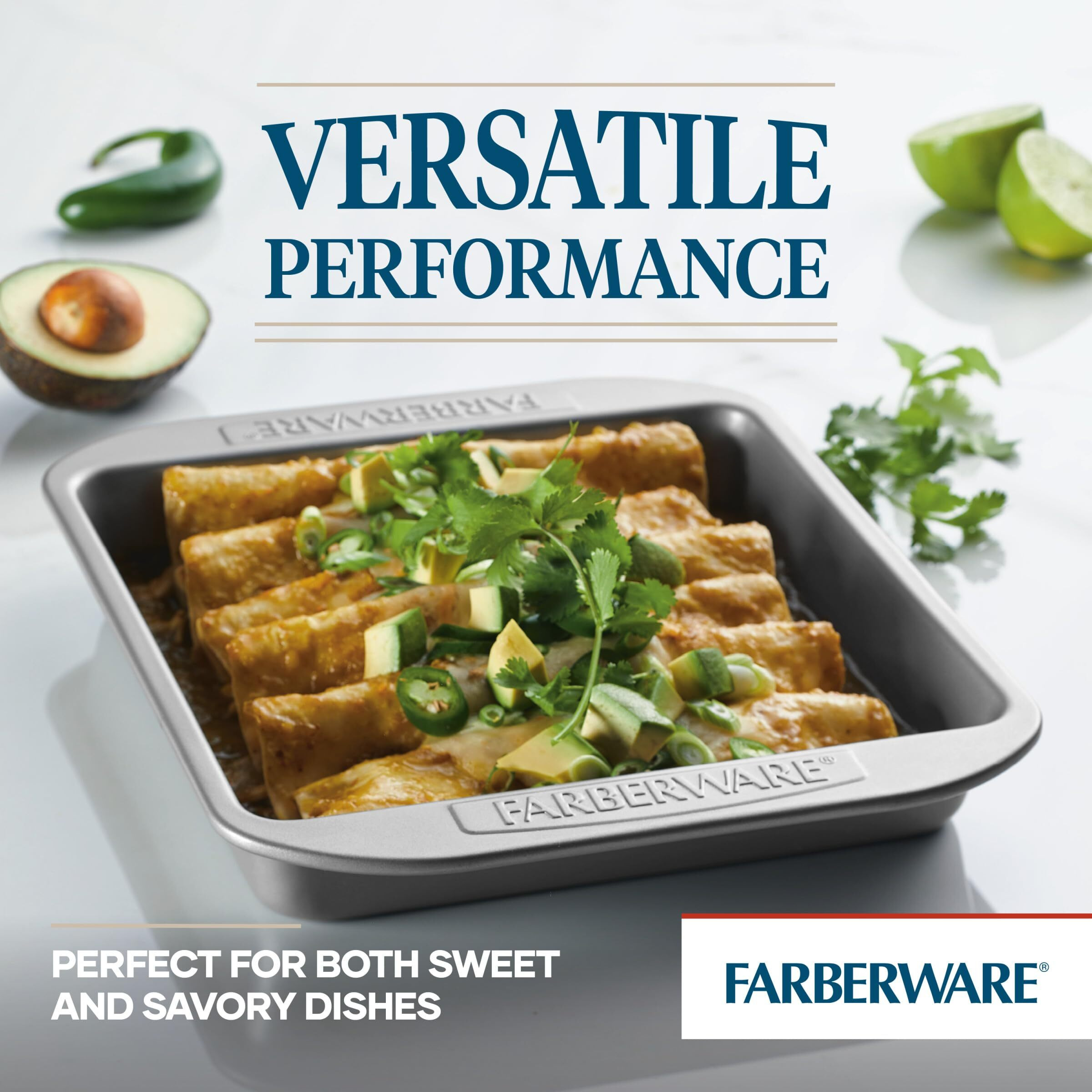 Farberware Nonstick Bakeware Nonstick Baking Pan / Nonstick Cake Pan, Square - 9 Inch, Gray