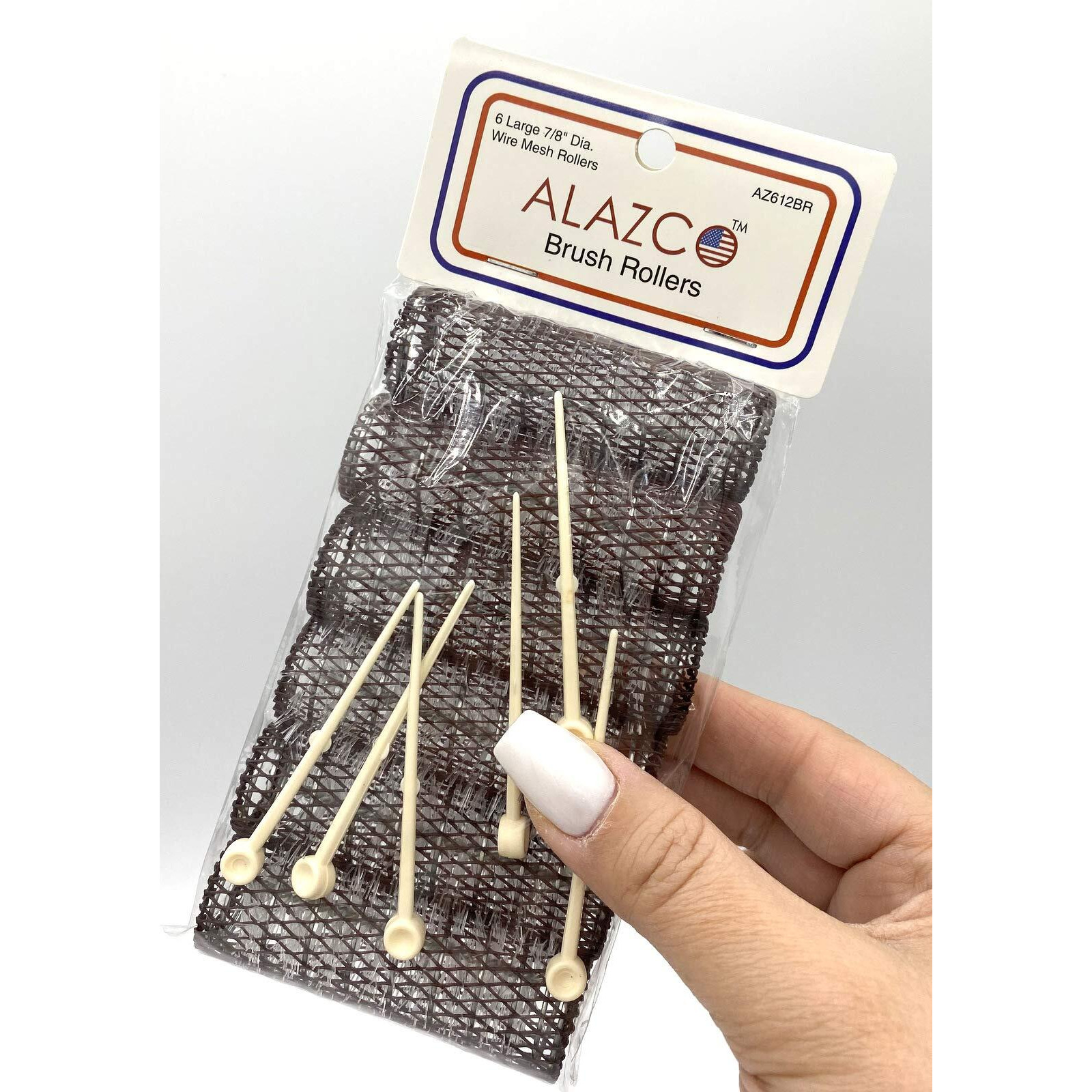 12 Pc Vintage Style Hair Rollers Brush Rollers & 12 Pins - Mesh Hair Curlers With Bristles 3&quotX 7/8" (12 Large Rollers & Pins)