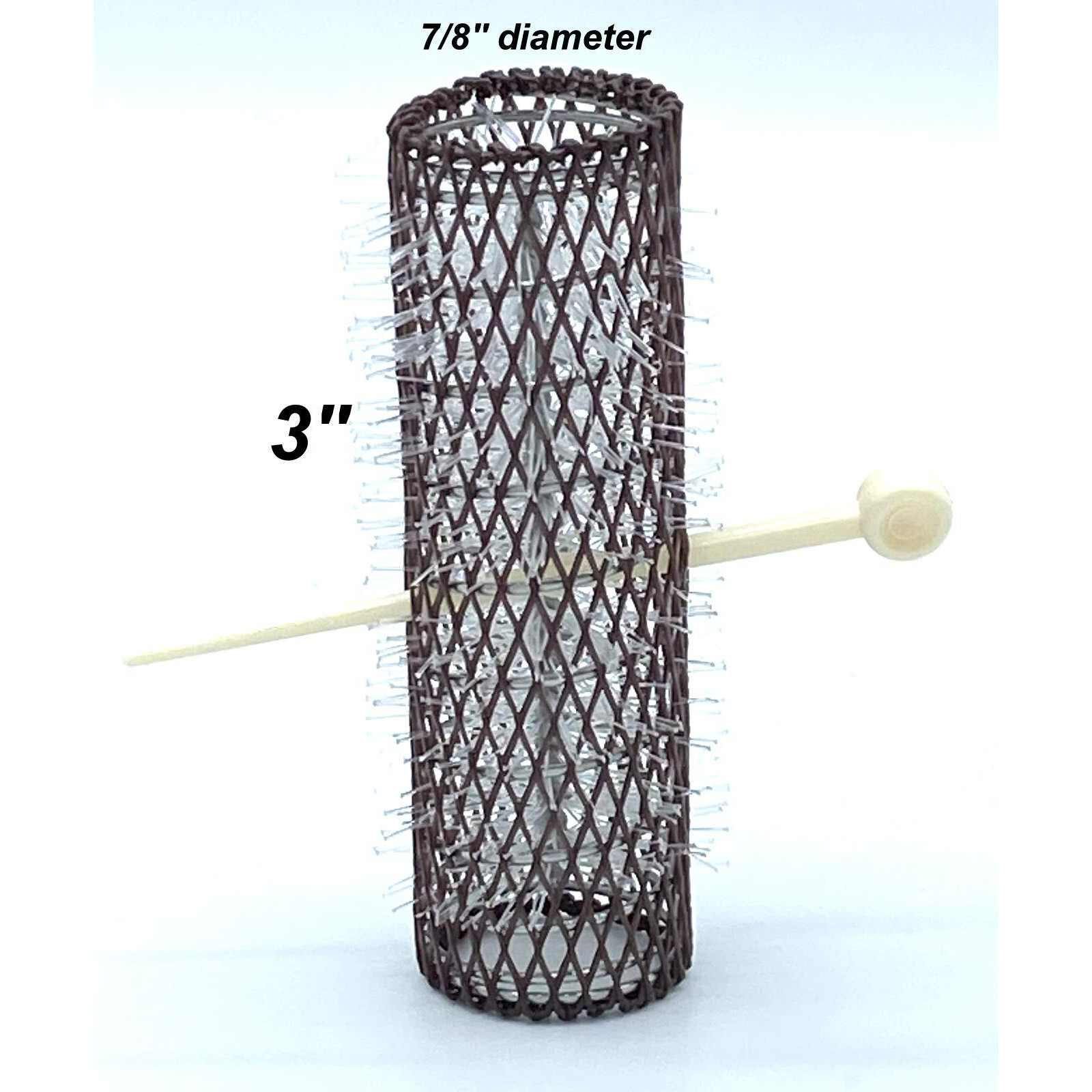 12 Pc Vintage Style Hair Rollers Brush Rollers & 12 Pins - Mesh Hair Curlers With Bristles 3&quotX 7/8" (12 Large Rollers & Pins)