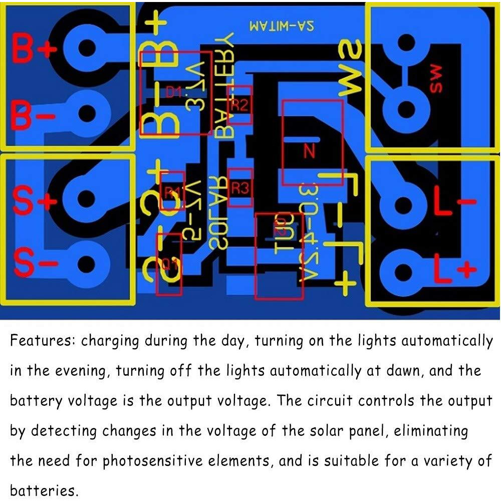 Acxico 3Pcs Solar Charge Controller Board Lithium Battery Charging Controller Auto On/Off Light Control Switch For Diy Street Lights Garden Lights