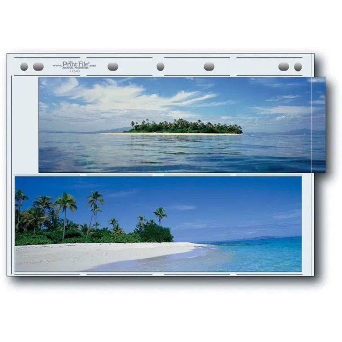 Print File Premium Archival Album Page For Four 4X12" Aps Prints, 8 Mil, 25 Pack, Clear