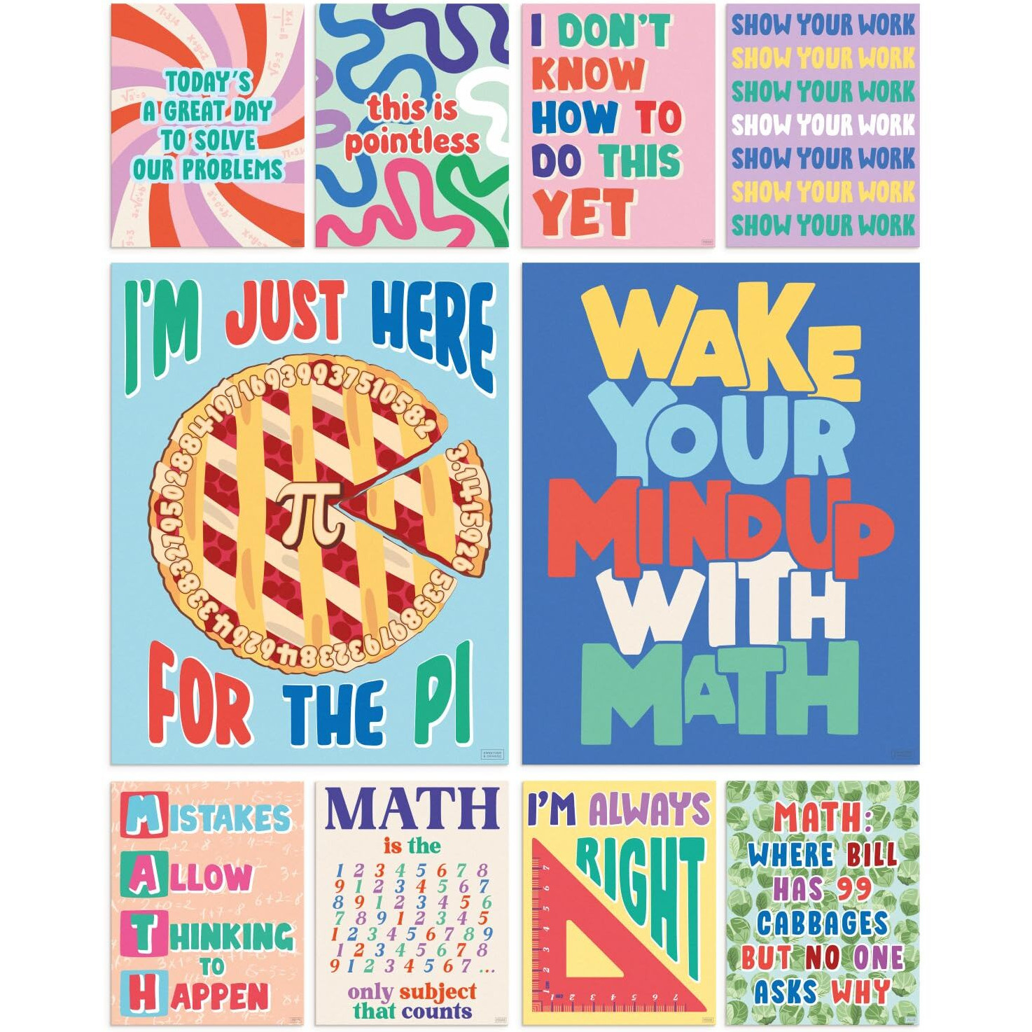 S&O Math Posters For Elementary School - Math Classroom Decor - Classroom Posters For Math - Math Posters For Middle School - High School Classroom Decor - Inspirational Posters For Classroom - 10Pc