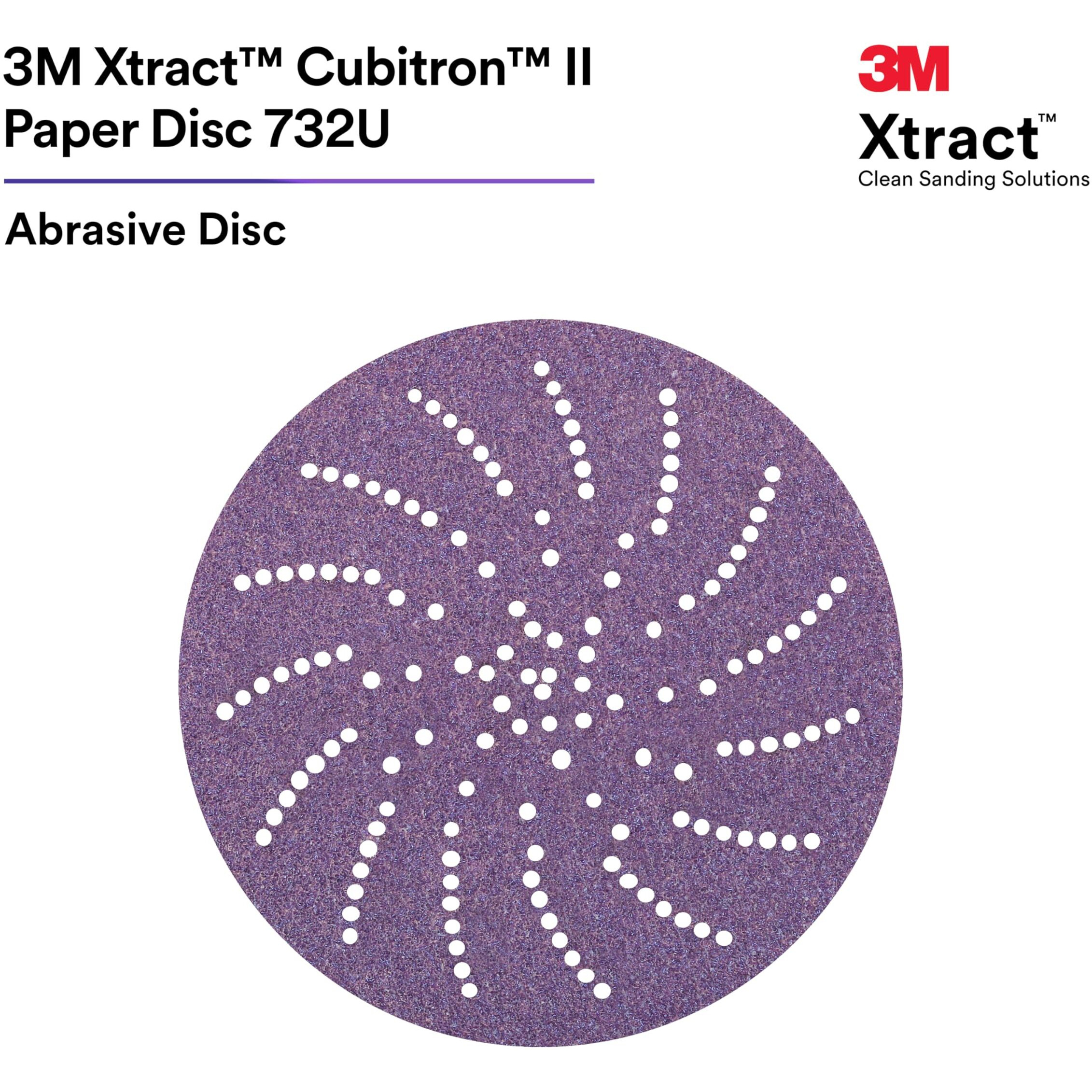 3M Hookit Clean Sanding Paper Disc 732U - 80+ Grit Vacuum Sanding Disc - C-Weight Backing, Hook And Loop Attachment - 6" - 50 Count