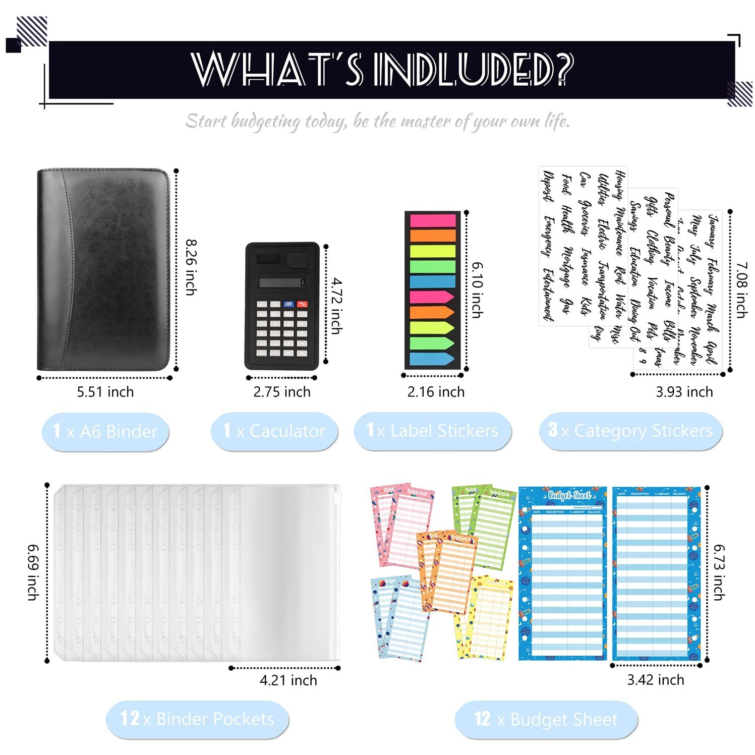 Budget Binder With Zipper Envelopes, Cash Envelopes For Budgeting, A6 Pu Leather Budget Planner 2024 With Cash Envelopes Calculator, Bill Money Organizer For Cash Saving Budget System Wallet