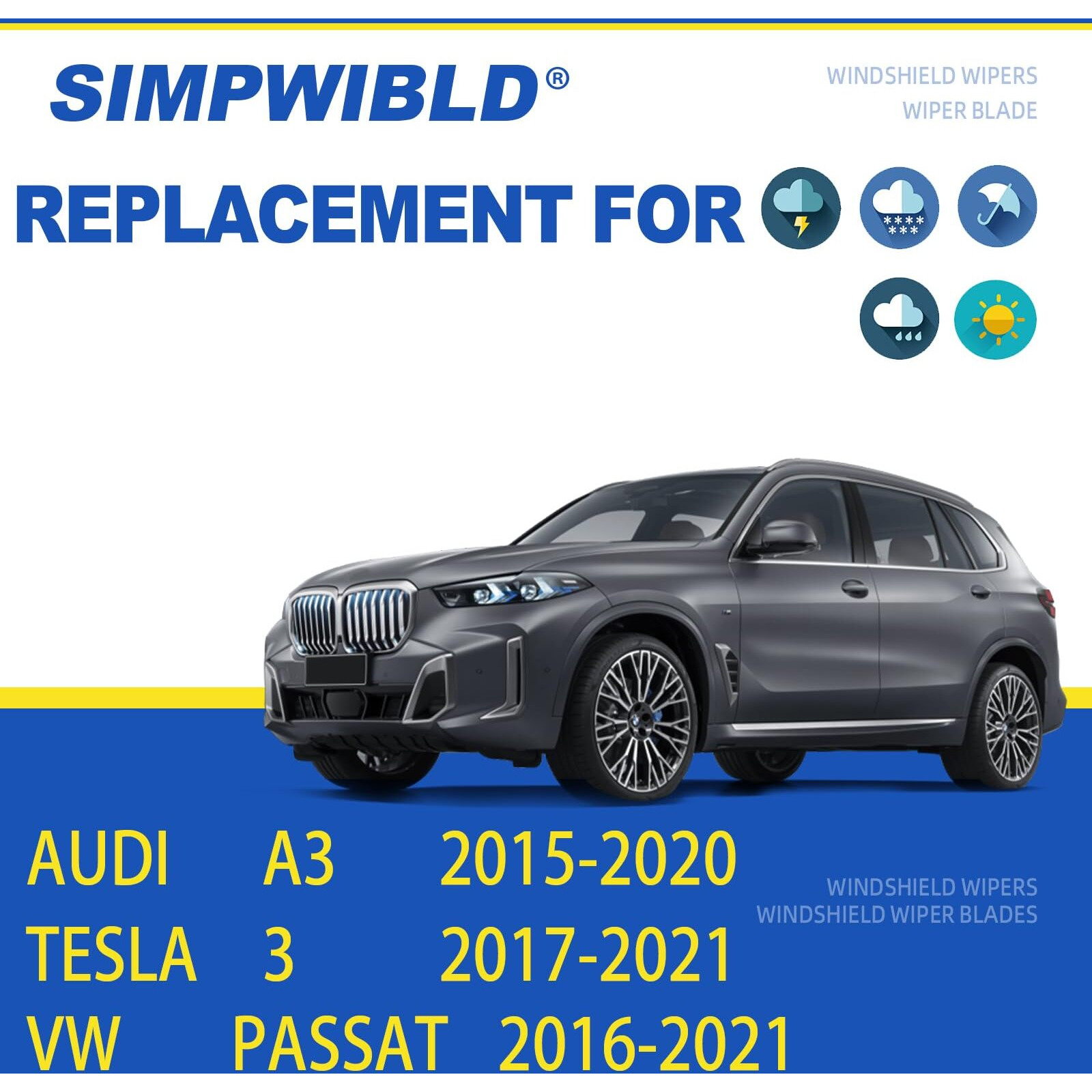 2 Factory Wiper Blades Replacement For 2019-2021 Volkswagen Arteon/2016-2021 Volkswagen Passat/2017-2021 Tesla 3 Original Equipment Windshield Wiper Blades Set 26&quot+19&quot (Set Of 2)