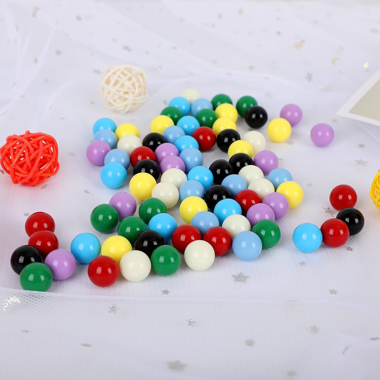 Laviesto Game Replacement Marbles,80Pcs Solid Color Game Balls For Chinese Checkers,Aggravation Game,Marble Run,Marble Games(14Mm/8 Colors)