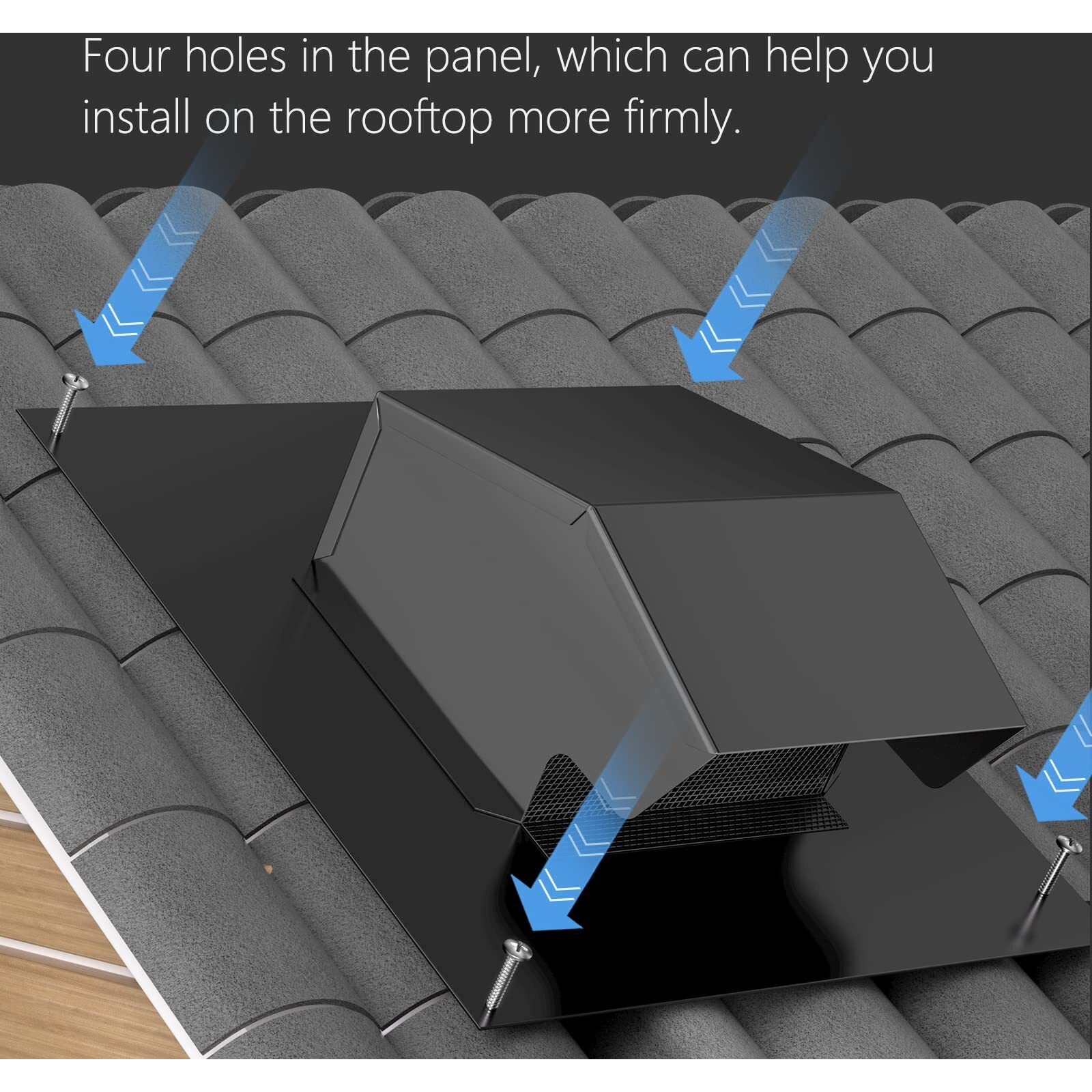 Hon&Guan 10 Inch Roof Exhaust Vent Cap - Heavy Duty Galvanized Steel Roof Vents For Houses, With Damper, For Home Ventilation System - Black