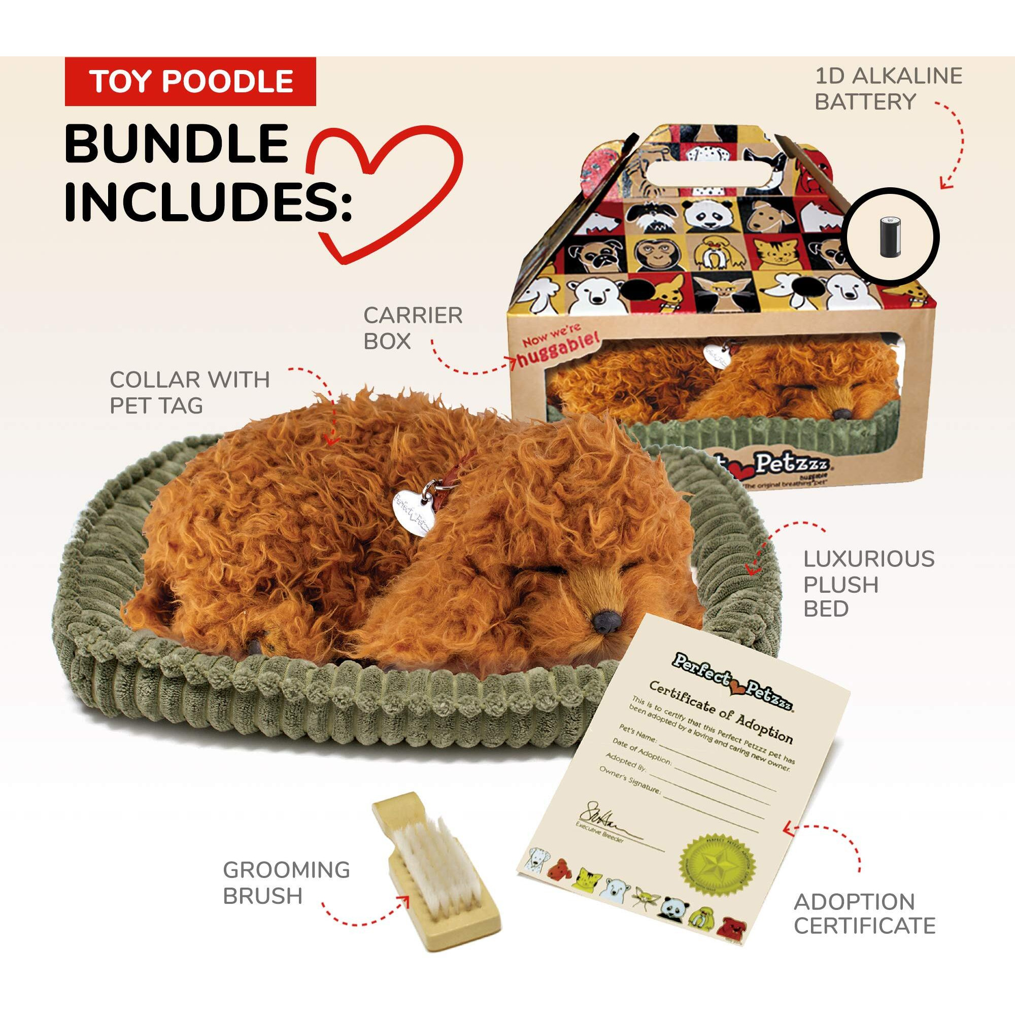 Perfect Petzzz - Original Petzzz Poodle, Realistic Lifelike Stuffed Interactive Pet Toy, Companion Pet Dog With 100% Handcrafted Synthetic Fur