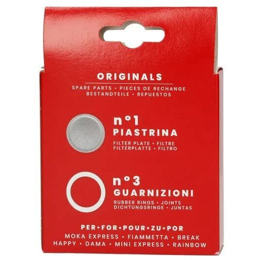 Bialetti Bia640310 Pack Of 3 Gaskets + 1 Plate, Tz.9, Stainless Steel