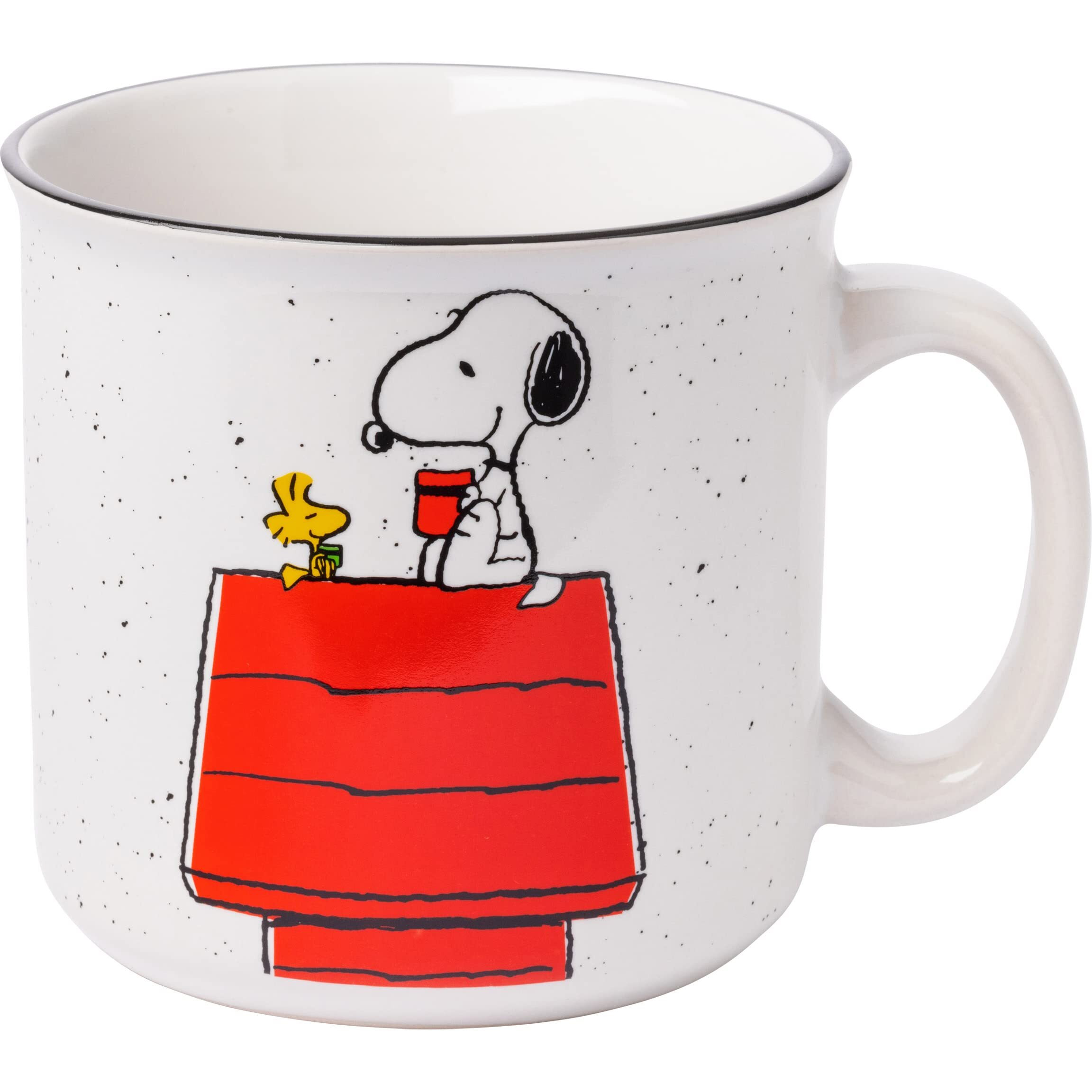Silver Buffalo Peanuts Snoopy And Woodstock Get Cozy Ceramic Camper Mug, 20 Ounces