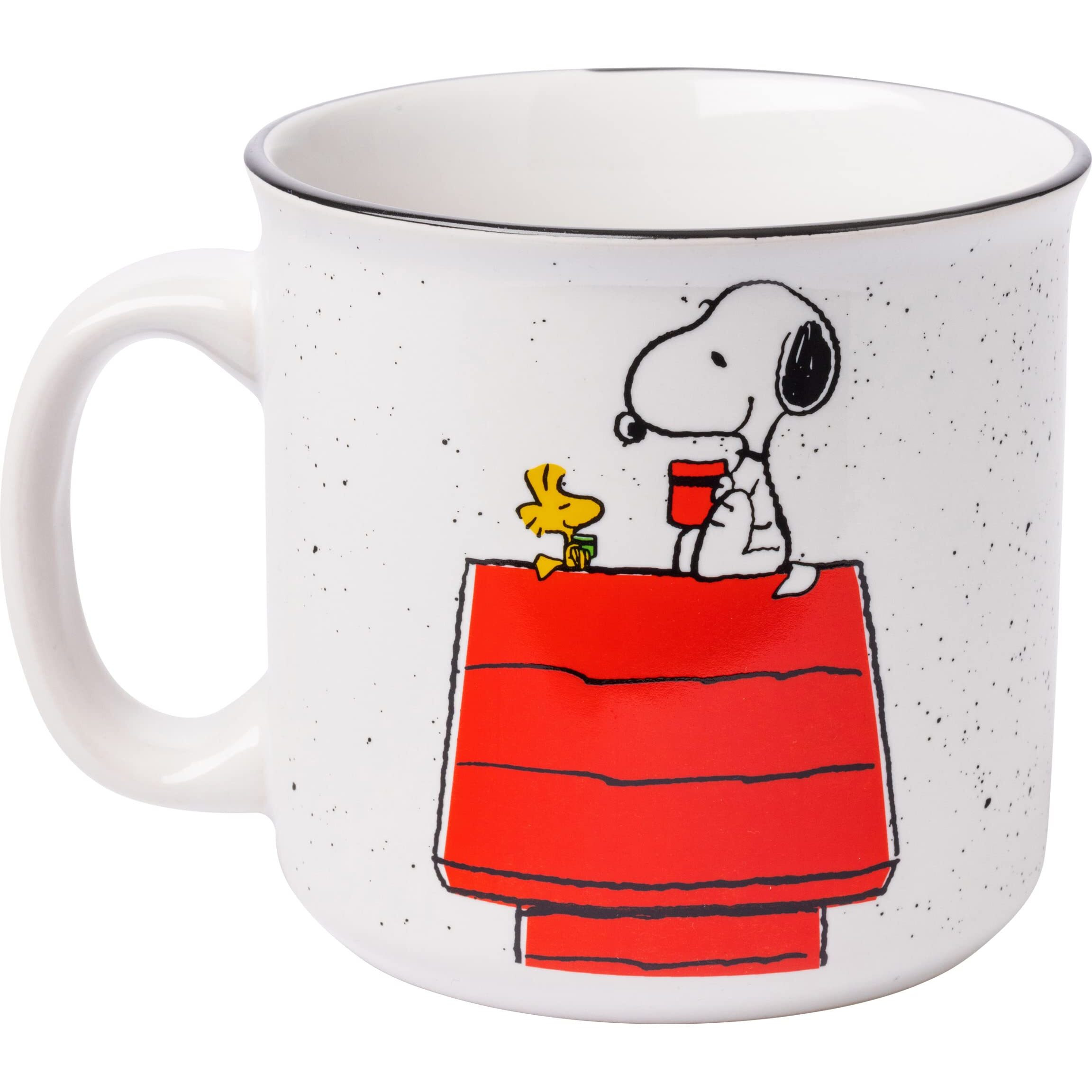 Silver Buffalo Peanuts Snoopy And Woodstock Get Cozy Ceramic Camper Mug, 20 Ounces