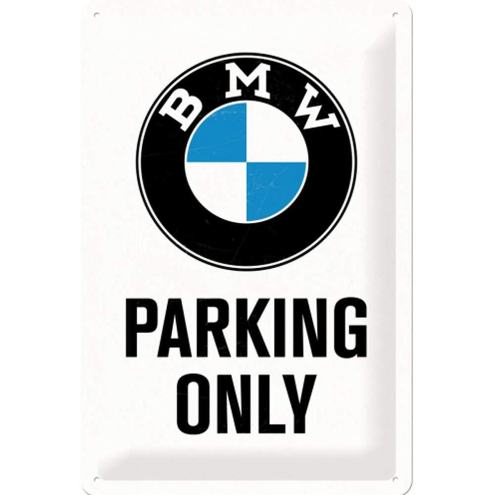 Nostalgic-Art Retro Tin Sign, 7.9" X 11.8", Official License Product (Olp), Bmw - Parking Only White - Gift Idea For Car Accessoires Fans, Metal Plaque, Vintage Design For Decoration