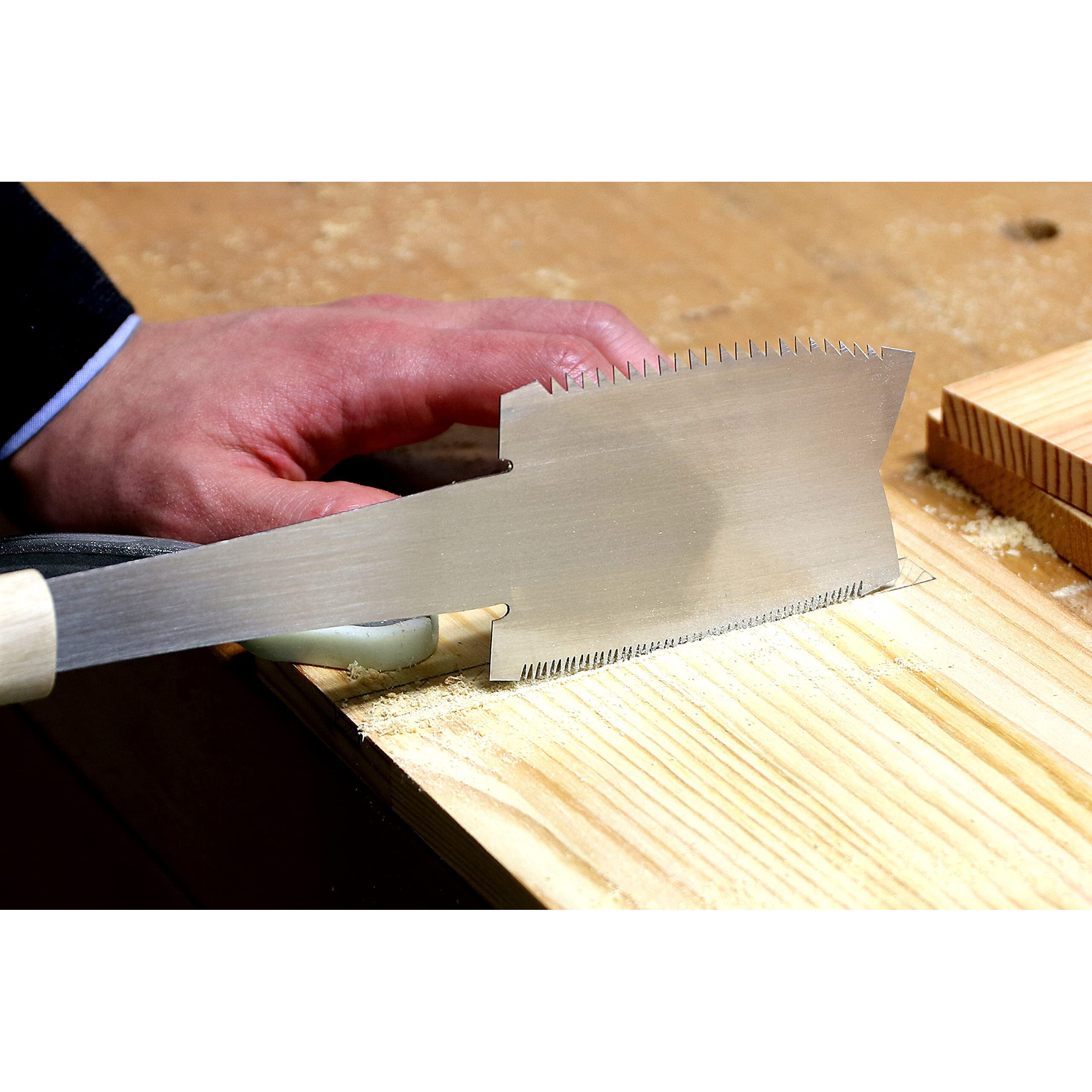 Kakuri Azebiki Japanese Saw For Woodworking 3-1/2" Made In Japan, Japanese Curved Hand Pull Saw For Hole, Mid Panel, Groove Cutting, Ryoba Double Edge Blade For Rip & Crosscut