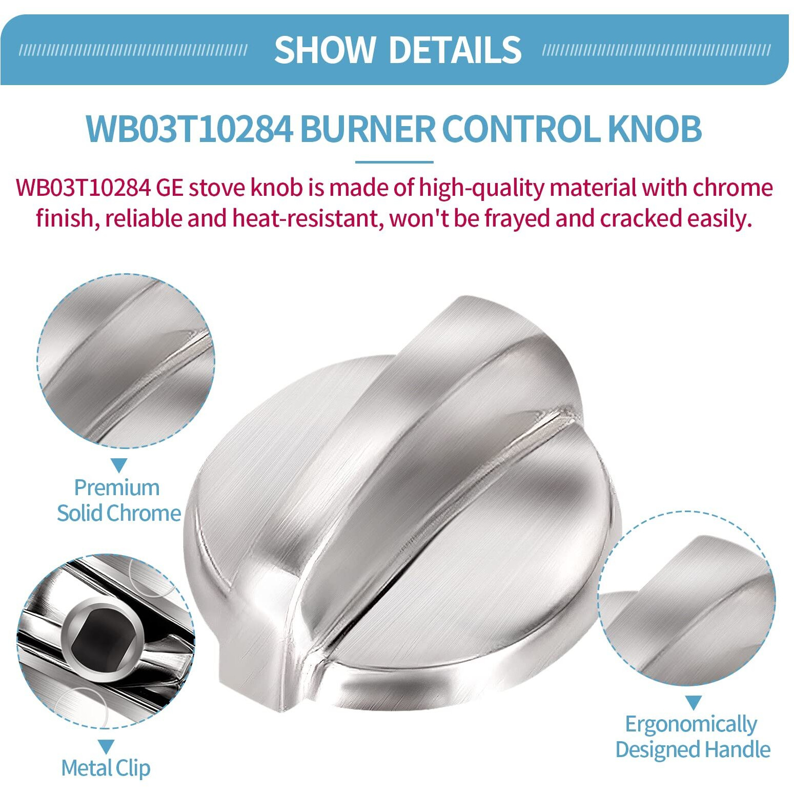 5 Pack Wb03T10284 Ge Appliance Knob Burner Control Knobs 191D5100 Ge Knob Ge Replacement Stove Knobs Infinite Ge Electric Range/Stove/Oven Replaces 1373043 Ap4346312 Ah2321076 Eap2321076 Ps2321076