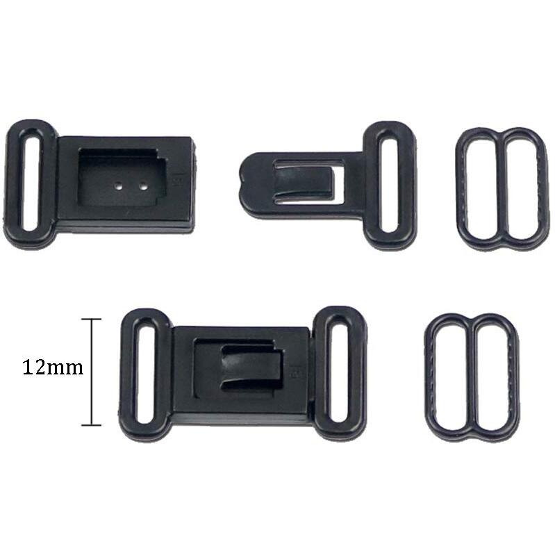 50 Sets Adjustable Bow Tie Clips Plastic Snap Buckles Hook Fastener For Necktie Strap (Black)