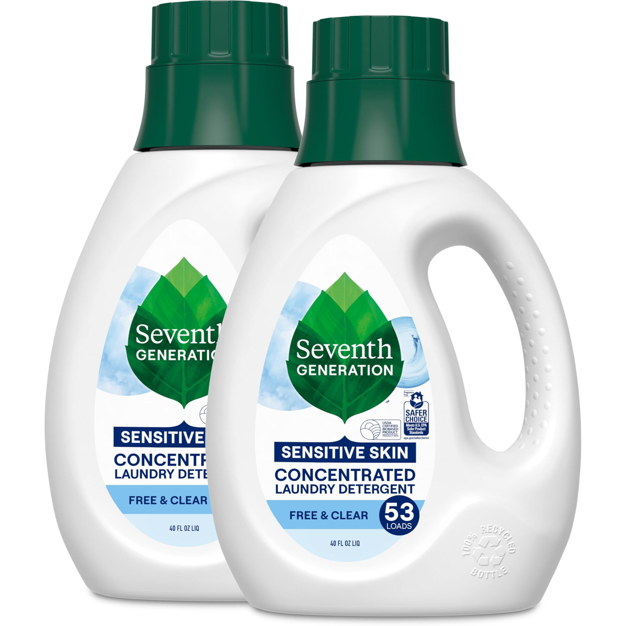Seventh Generation Concentrated Laundry Detergent Liquid Free & Clear Fragrance Free 40 Fl Oz (Pack Of 2)