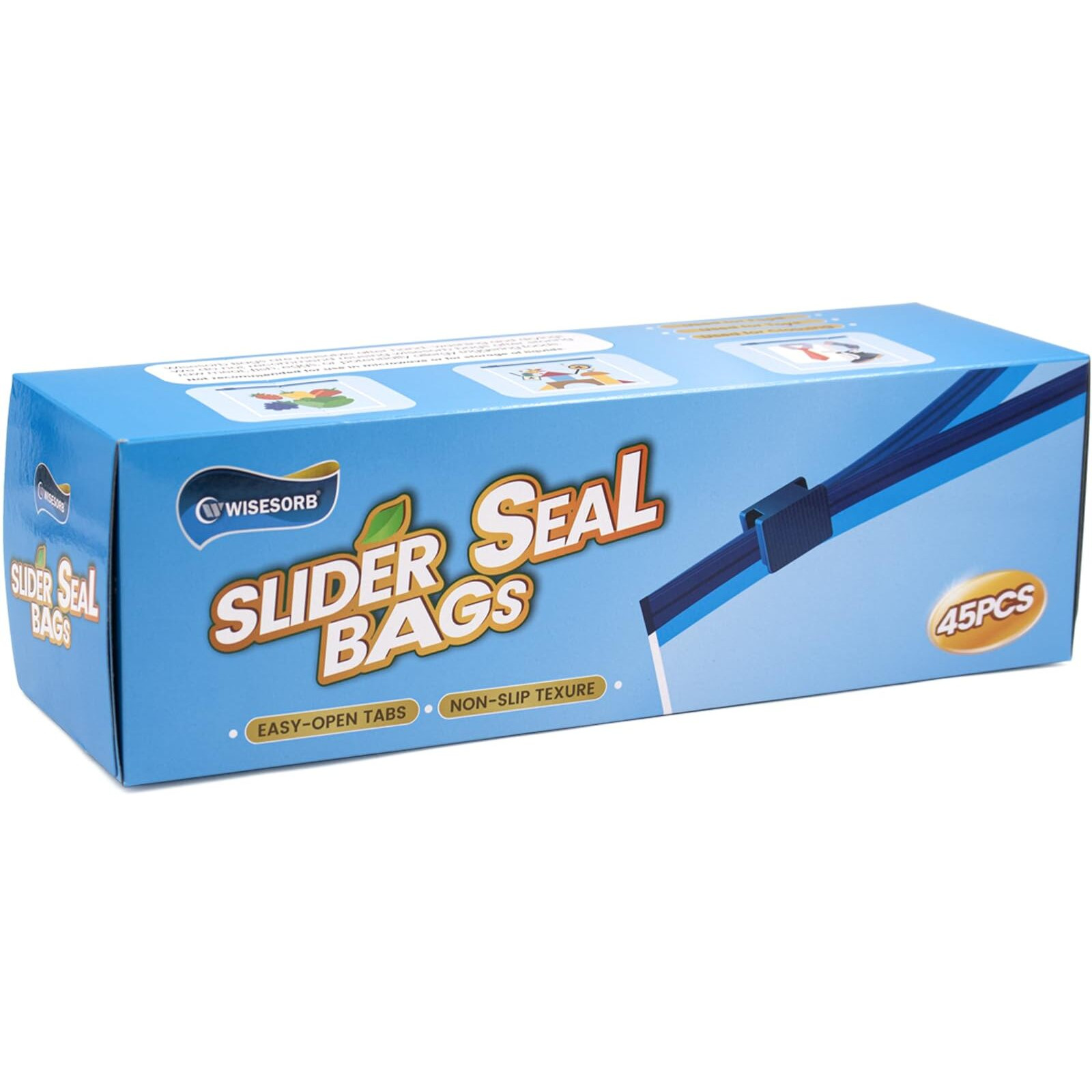 Wisefresh Gallon 45 Count Food Storage Slider Bags For Preserve Freshness & Protect Flavor (45 Count/Pack, 1 Pack)