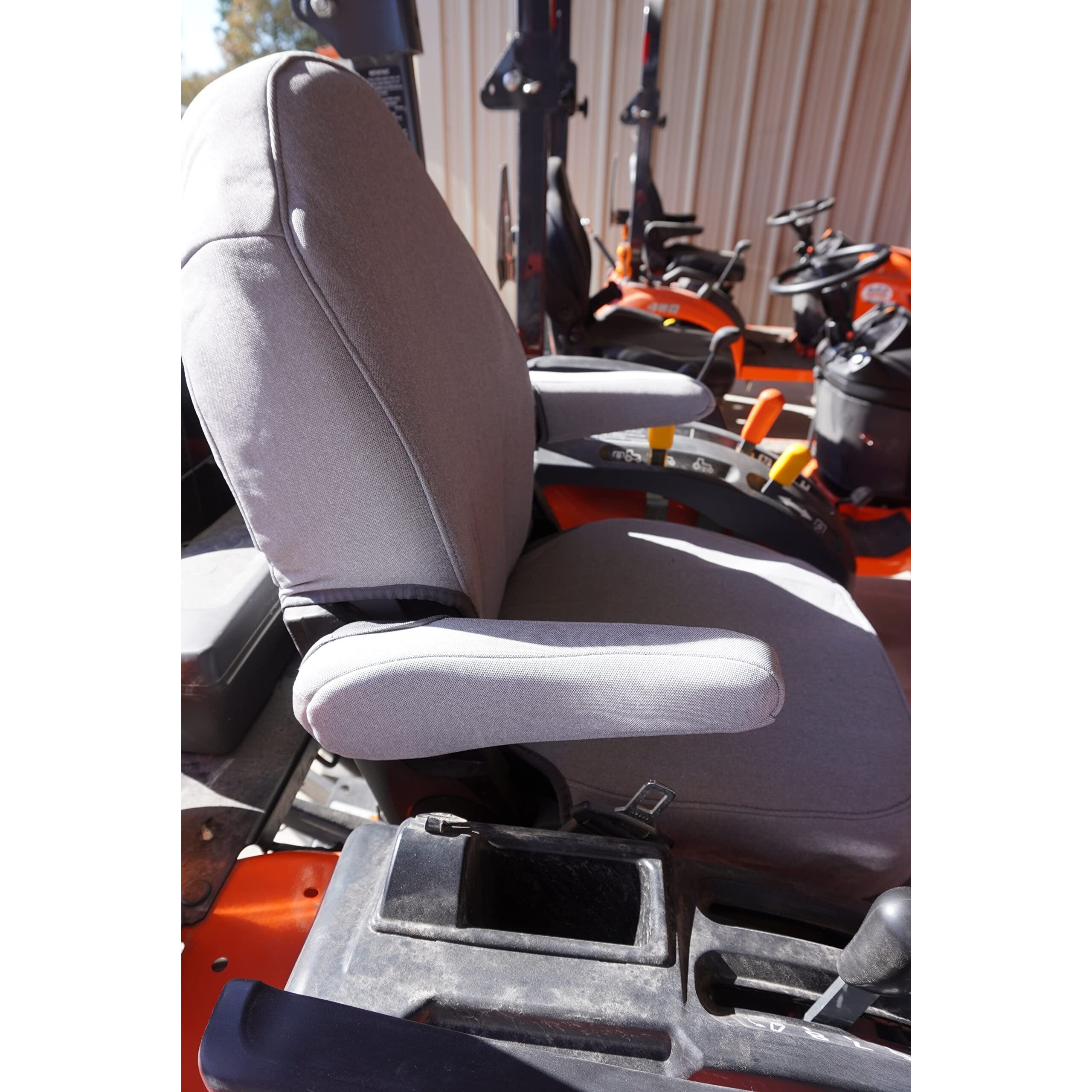 Durafit Seat Covers, Ku06 X7 Seat Covers For L3240, 3560,L3940,L4060,L4240,L4740,L5040,L5240,L5460,L5740,Bx2370,Bx23S,Bx25D,Lx3310,L3560 Cab,L6060 Cab Series Kubota Tractors In Gray Twill