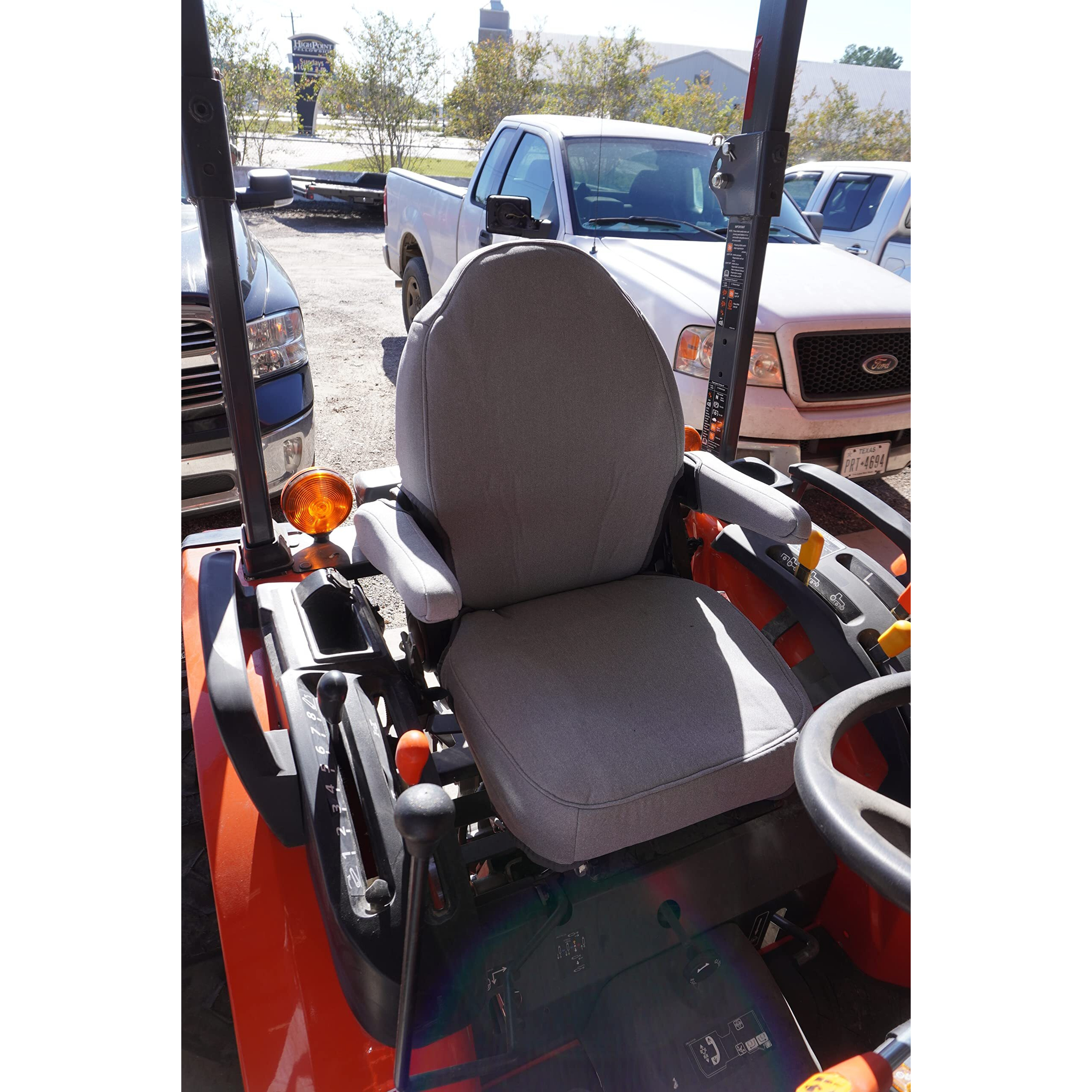 Durafit Seat Covers, Ku06 X7 Seat Covers For L3240, 3560,L3940,L4060,L4240,L4740,L5040,L5240,L5460,L5740,Bx2370,Bx23S,Bx25D,Lx3310,L3560 Cab,L6060 Cab Series Kubota Tractors In Gray Twill