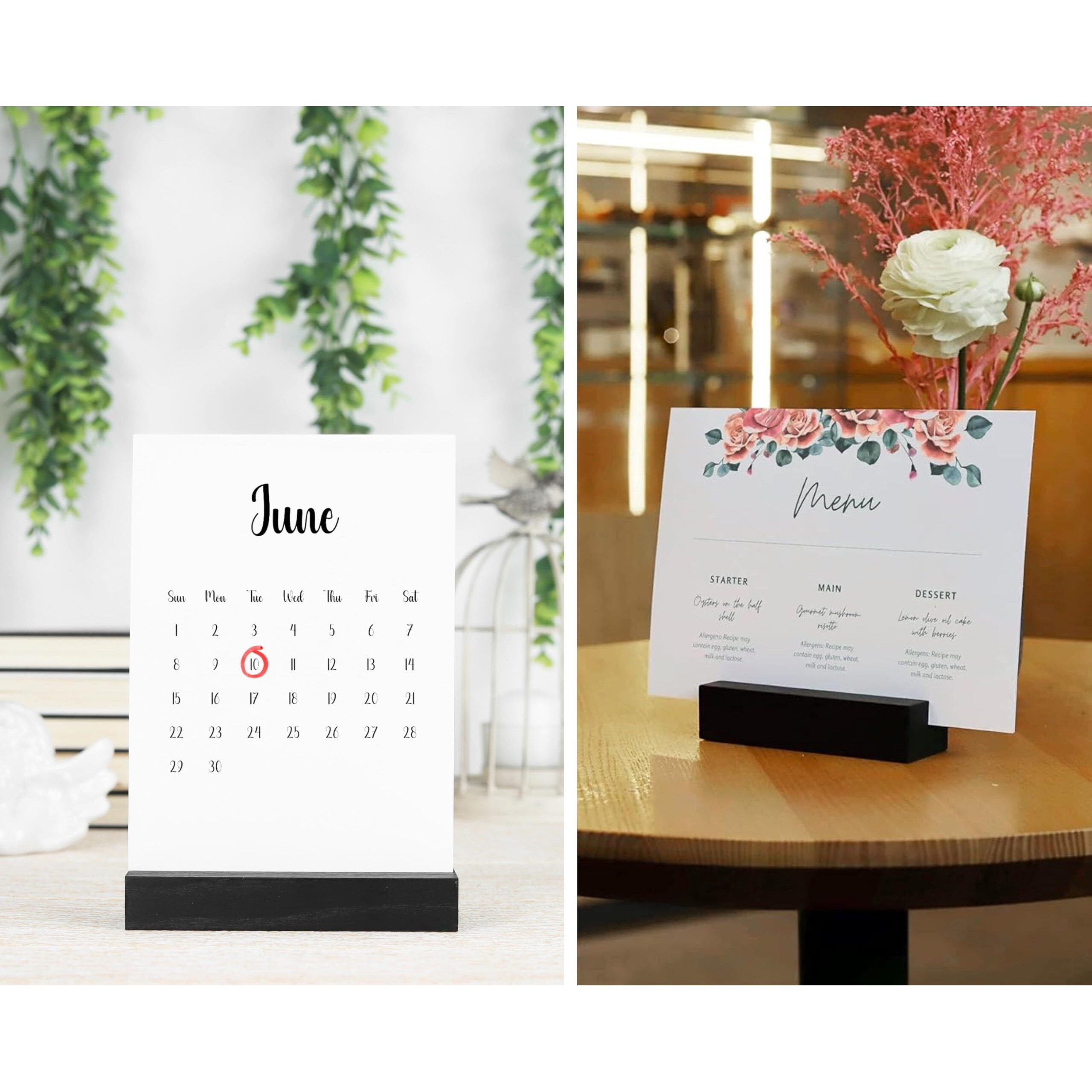 Toros Store 10 Pack Wood Place Card Holder - Black Wooden Table Number Holders , Name Place Cards Stand , Events Party Tabletop Sign Stands , Wedding & Birthday Stands For Photos, Pictures & Postcard