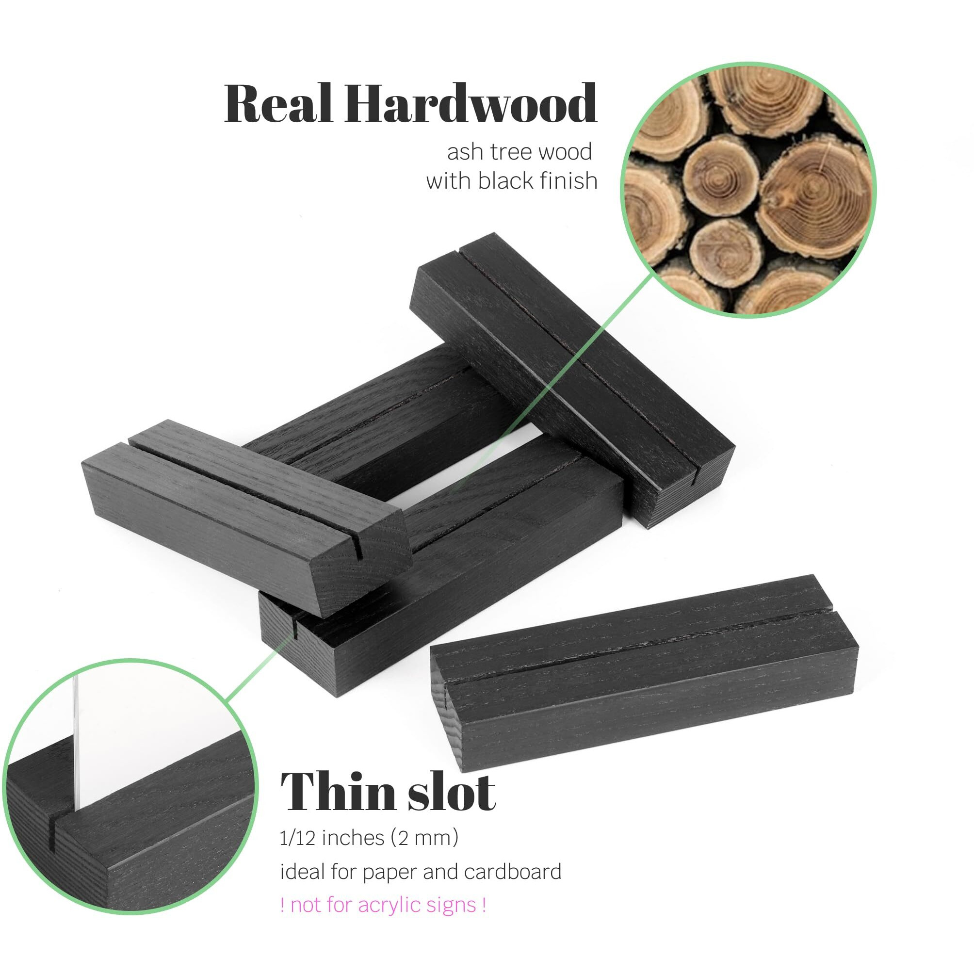 Toros Store 10 Pack Wood Place Card Holder - Black Wooden Table Number Holders , Name Place Cards Stand , Events Party Tabletop Sign Stands , Wedding & Birthday Stands For Photos, Pictures & Postcard