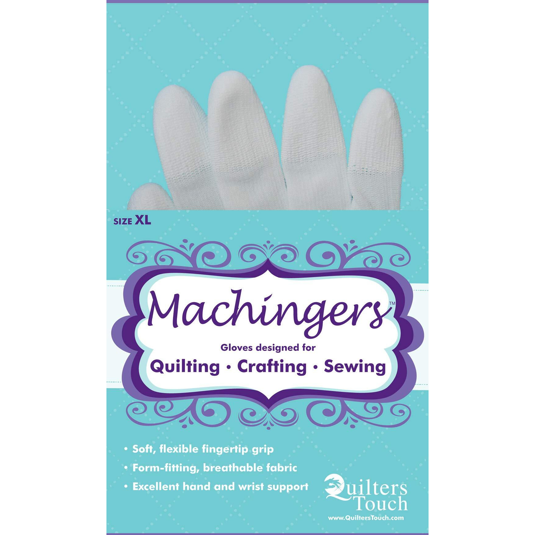 Machingers Quilting Support Gloves For Free-Motion Sewing, By Quilters Touch (Extra Small)