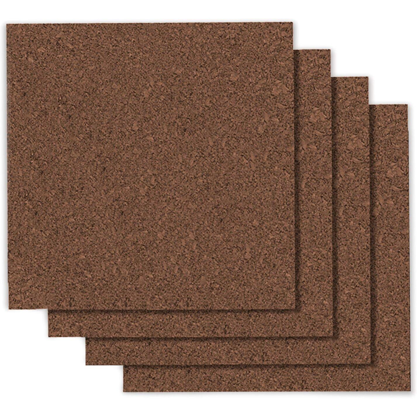 Quartet Cork Board Bulletin Board Tiles, 12" X 12", Corkboard, Mini Wall Bulletin Boards, Decorative Pin Boards For Home Office Decor, Home School Message Board, Modular, Dark Brown, 4 Pack (15050Q)