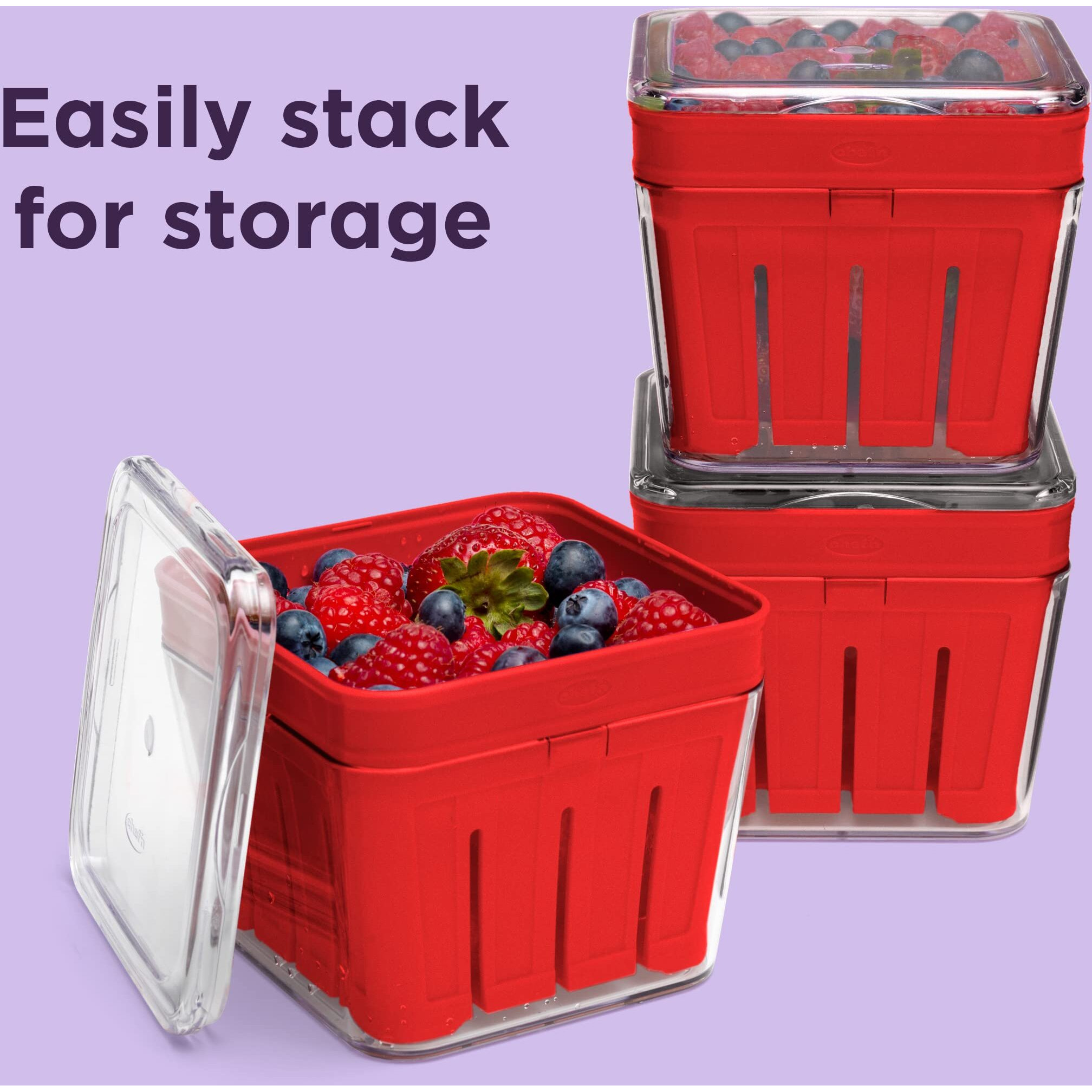 Chef'N Bramble Berry Basket And Colander (1-Quart, Cherry)