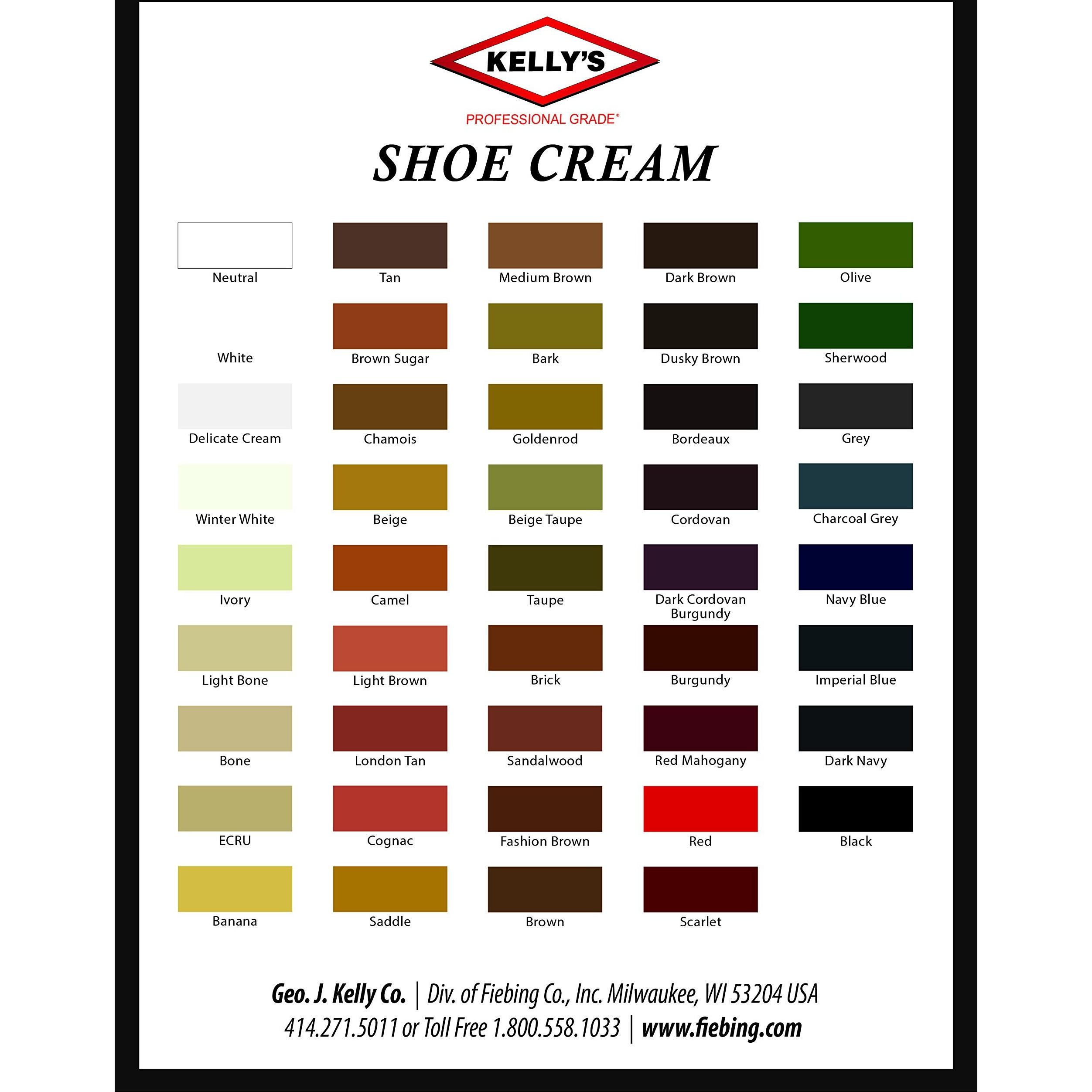 Kelly's Fashion Brown Shoe Polish 1.5 Oz - Professional Leather Shoe Cream