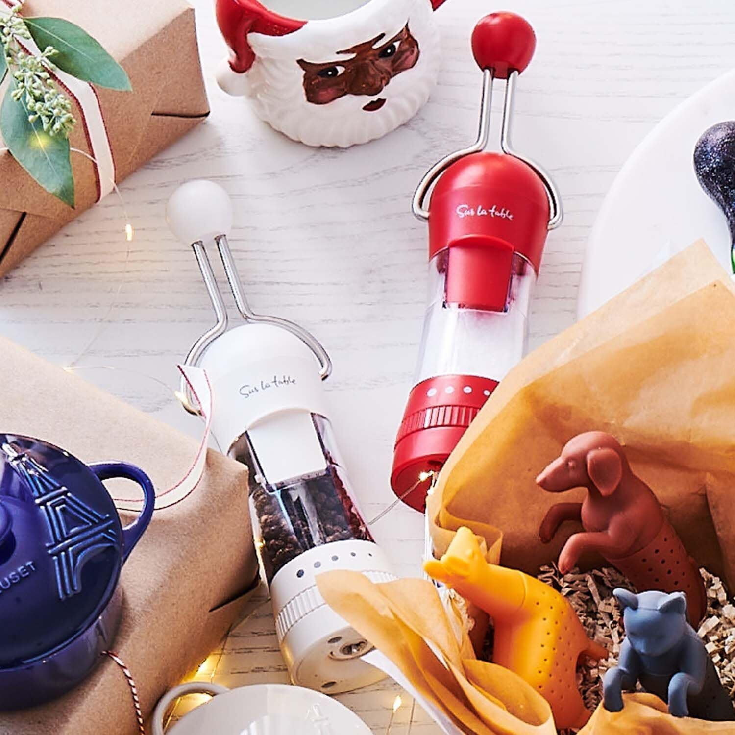 Sur La Table Spice Ratchet Mill Grinder With 5 Coarse Settings, White