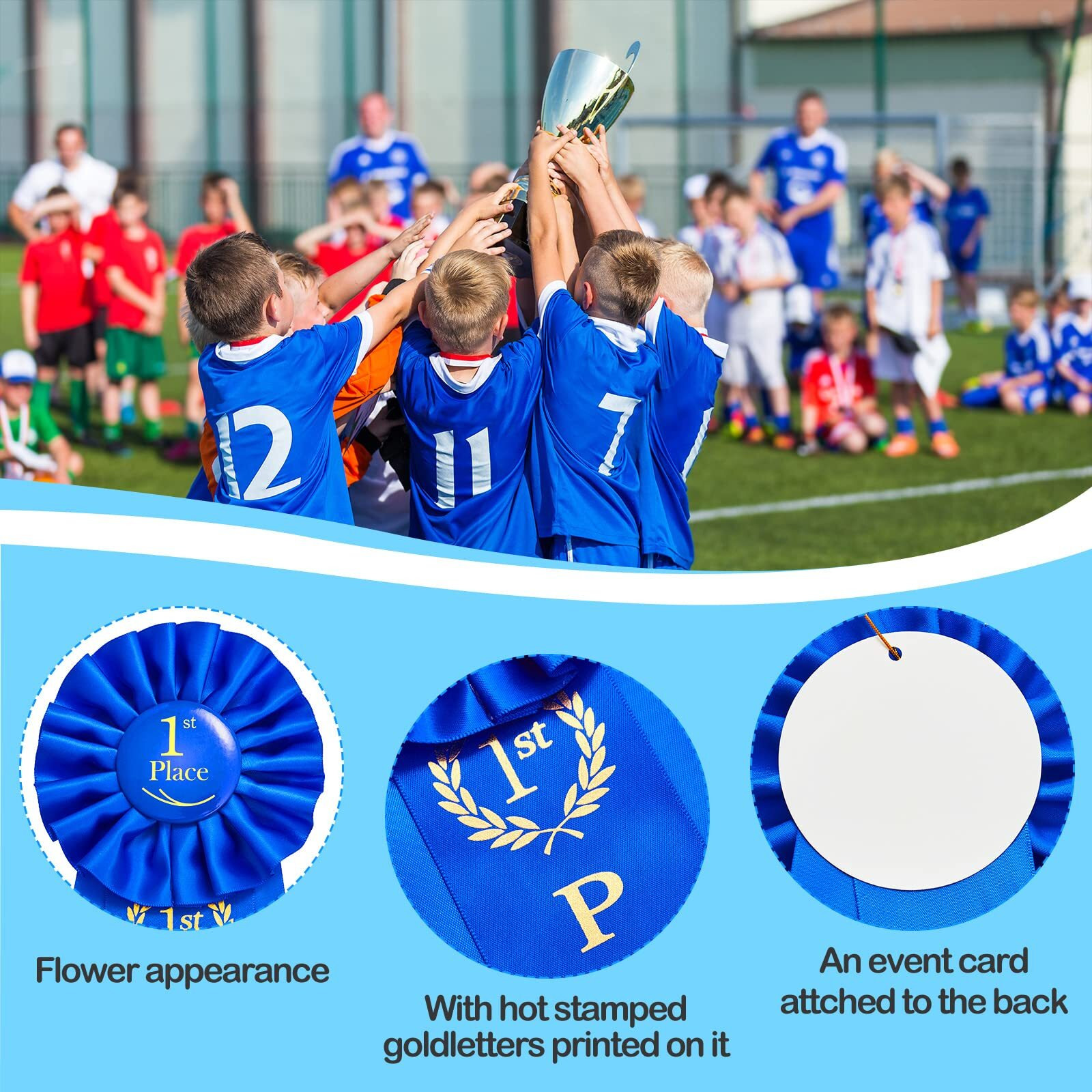 Award Ribbon Set Victory Rosette First Place Ribbon 1St, 2Nd, 3Rd, 4Th, 5Th, 6Th Place Award Contest Ribbon Multicolored Award Ribbon Winner For Competition, Sports Event, School, Contests, 6 Pack