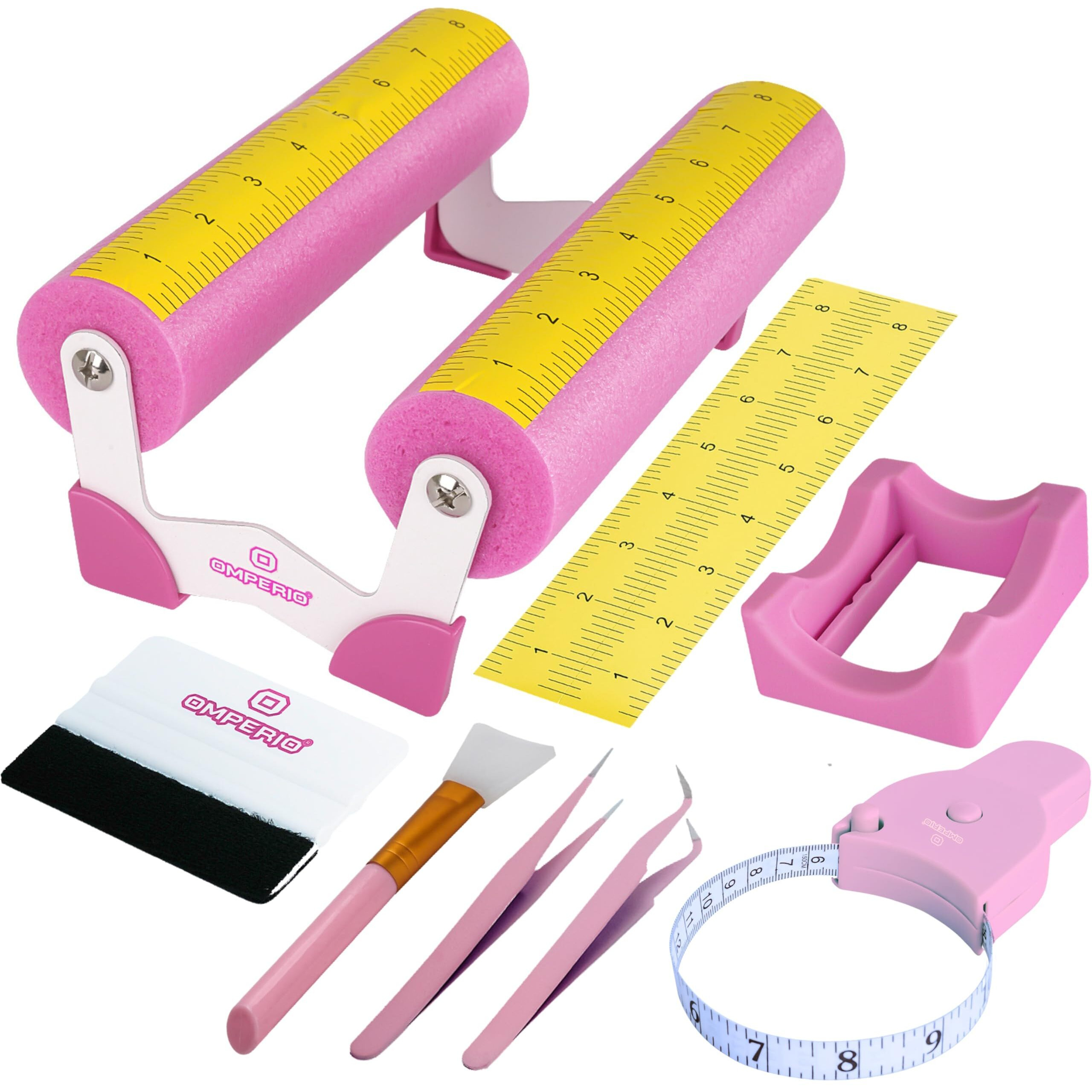 Omperio Cup Cradle For Crafting Tumbler, Cup Cradle For Tumblers With Felt Edge Squeegee To Apply Vinyl Decals With Measurements For Mugs (Pink)