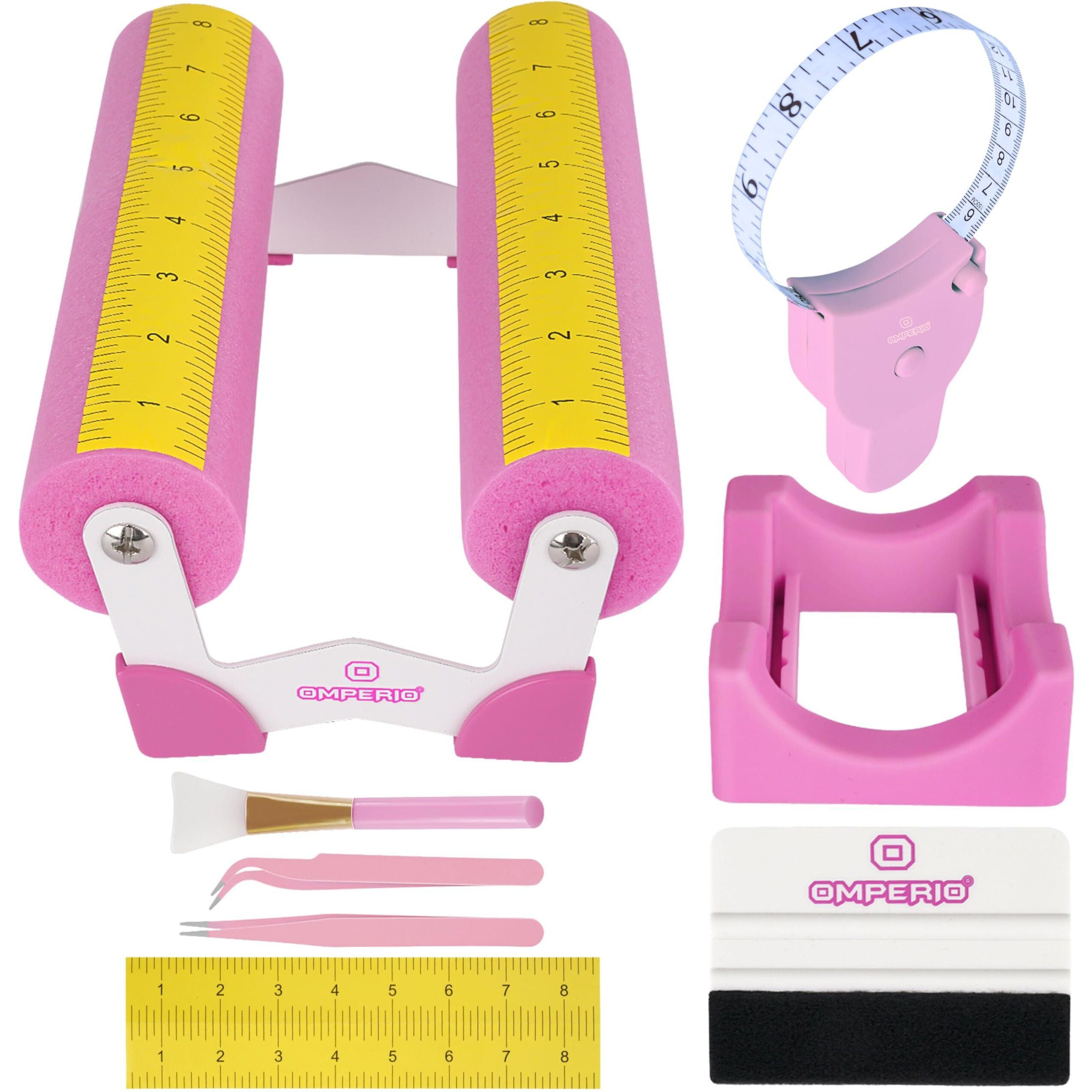 Omperio Cup Cradle For Crafting Tumbler, Cup Cradle For Tumblers With Felt Edge Squeegee To Apply Vinyl Decals With Measurements For Mugs (Pink)