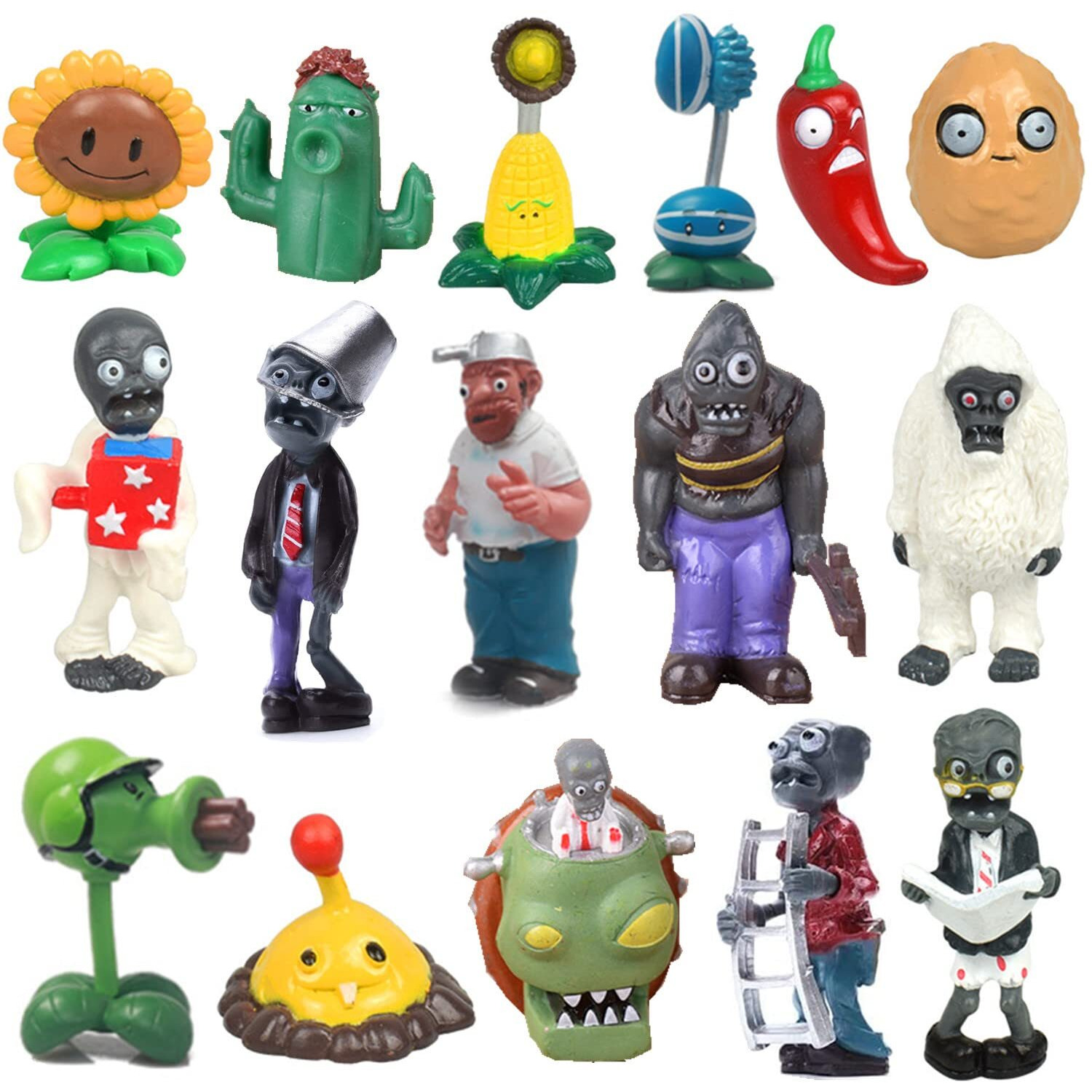 Jhesao 16Pcs Plants Pvz Toys Set Figurines Zombies Series Pvz Plush Pvc Toys New, Great Gifts For Kids And Fans, Birthday And Party
