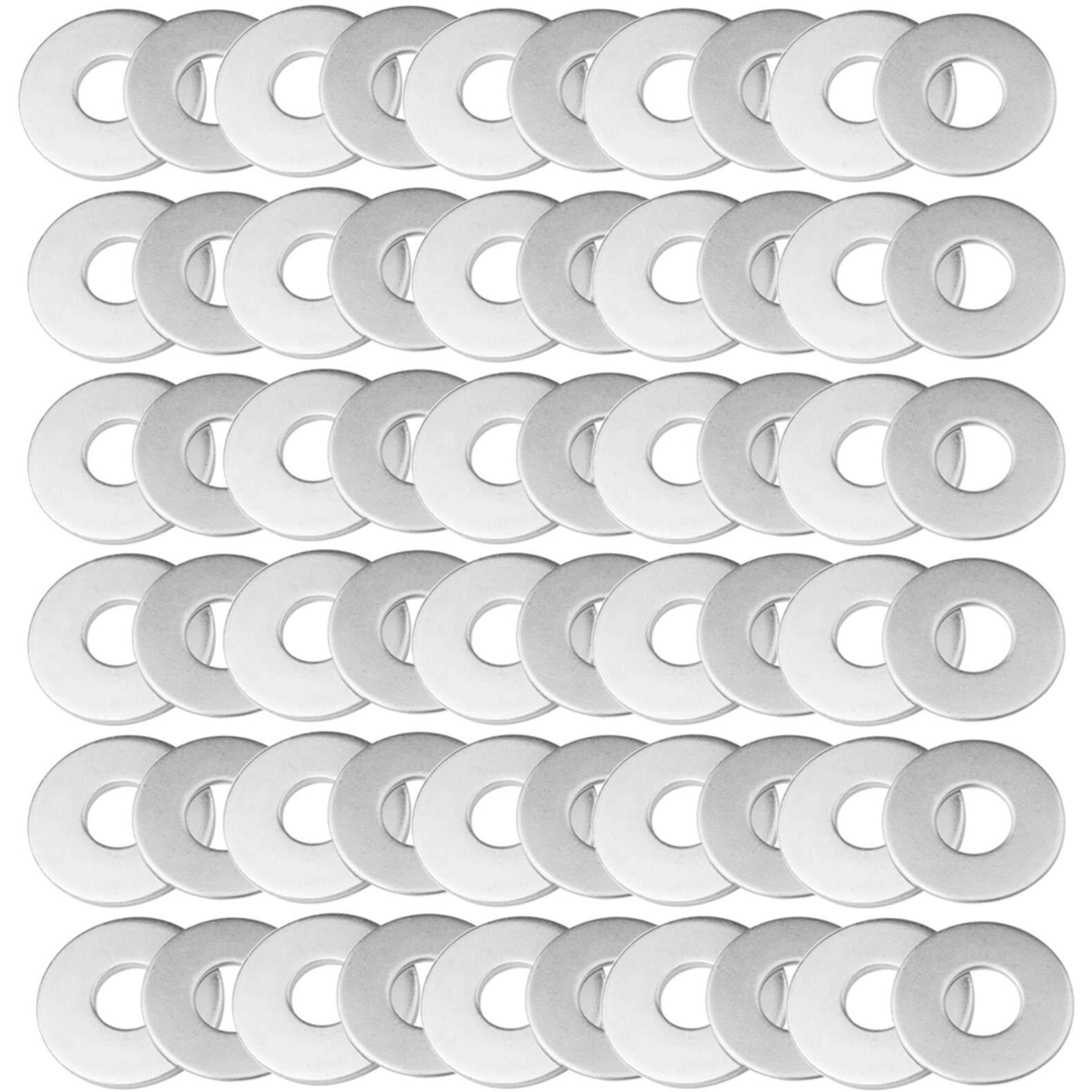 Pinhoollgo 100 Pieces Metal Stamping Blanks,Aluminum Flat Washers Silver Round Washers,Round Stamping Tags With Center Hole For Bracelet Diy Craft Jewelry Making,Screw Fastening (10 X22 X1 Mm)
