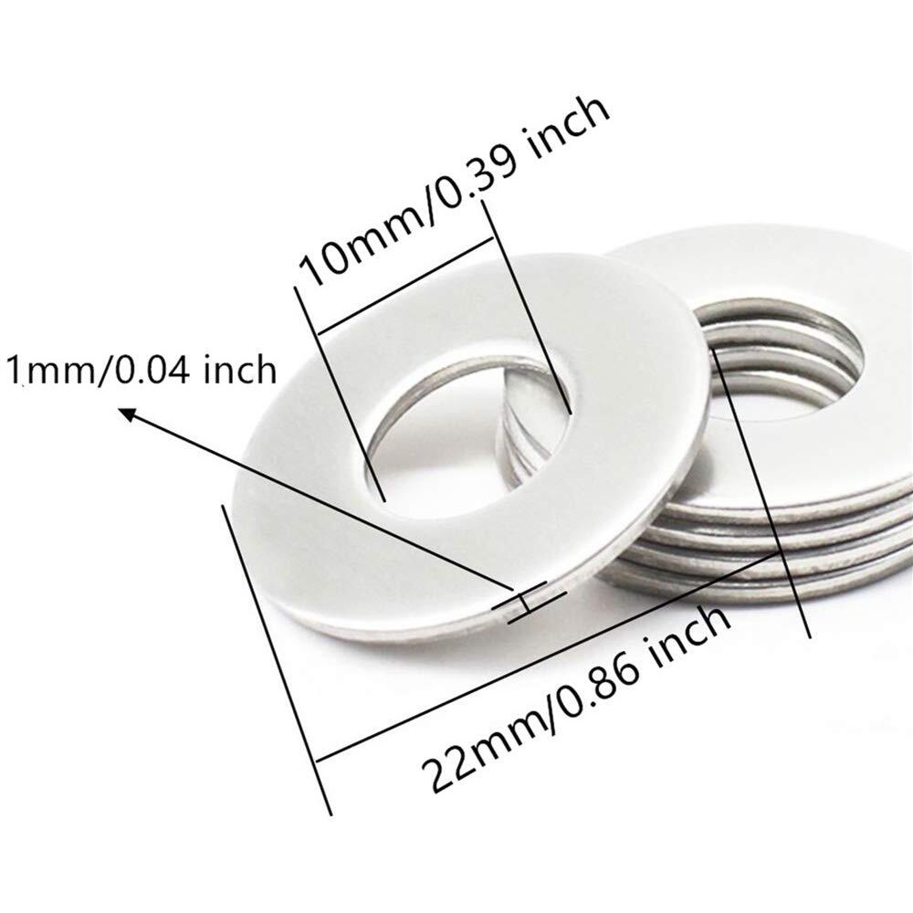 Pinhoollgo 100 Pieces Metal Stamping Blanks,Aluminum Flat Washers Silver Round Washers,Round Stamping Tags With Center Hole For Bracelet Diy Craft Jewelry Making,Screw Fastening (10 X22 X1 Mm)