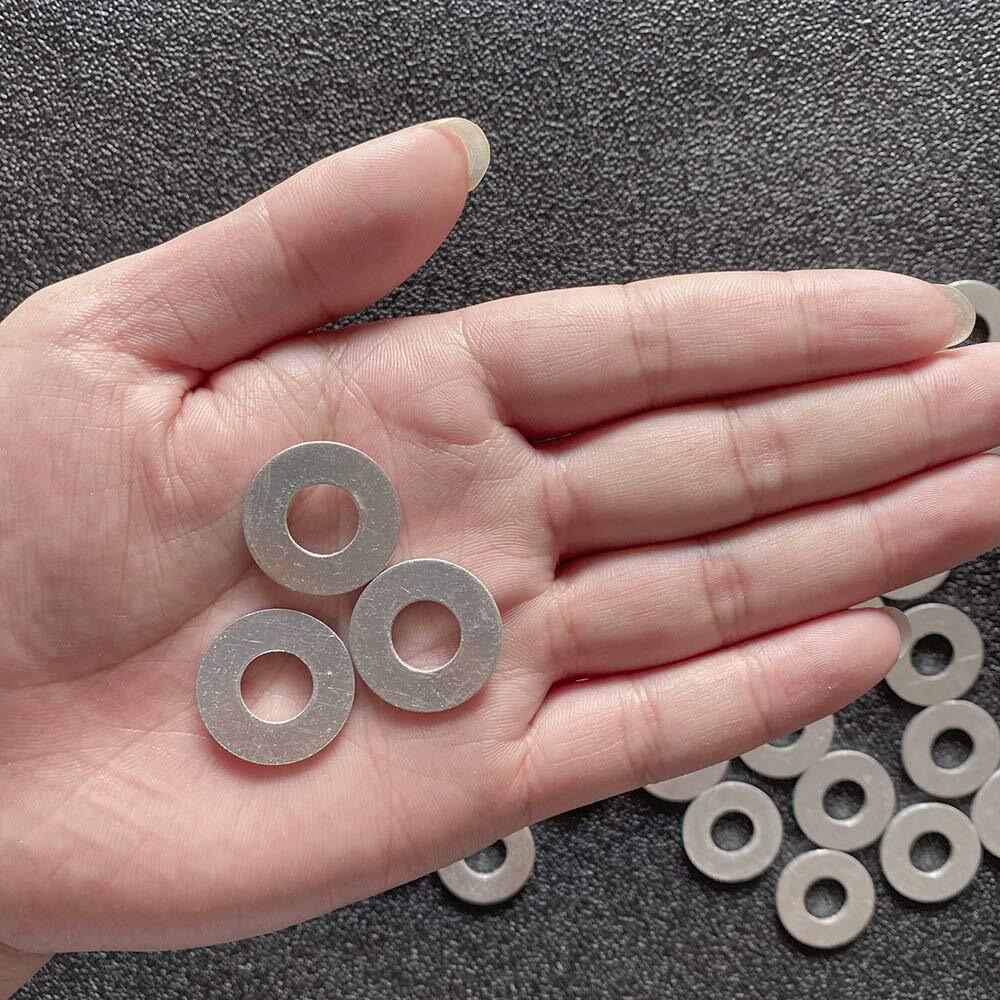 Pinhoollgo 100 Pieces Metal Stamping Blanks,Aluminum Flat Washers Silver Round Washers,Round Stamping Tags With Center Hole For Bracelet Diy Craft Jewelry Making,Screw Fastening (10 X22 X1 Mm)
