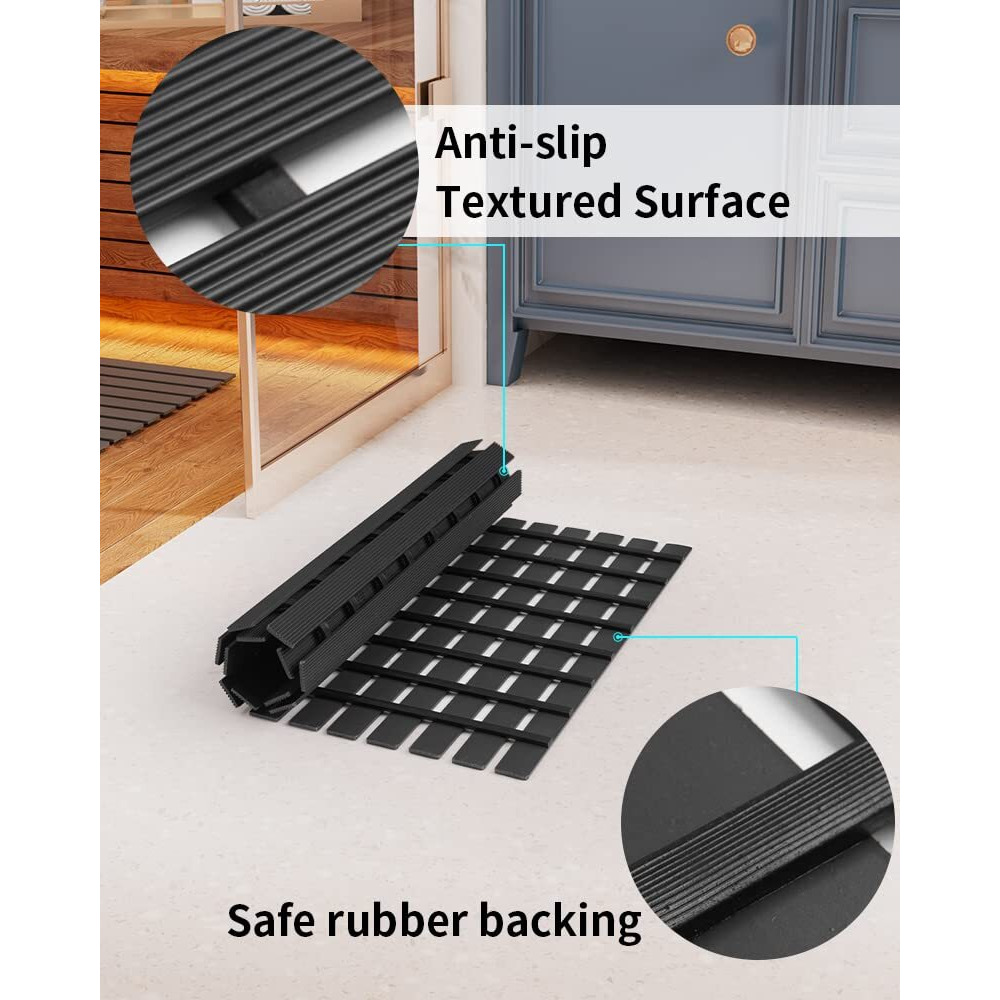 Padoor Shower-Mat Non Slip, Heavy Duty Bathtub-Mat Curlable Quick Drain Sturdy Bath Tub Mat Without Suction Cups For Indoor Outdoor Use 17X26 Inch Black