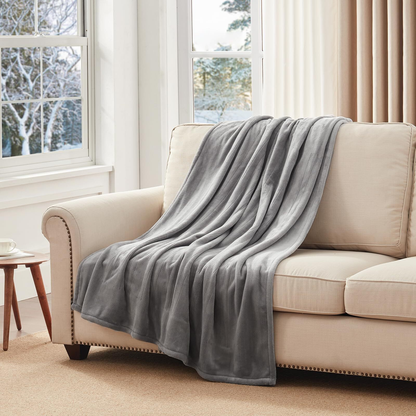 Westinghouse Electric Blanket Heated Throw, Super Cozy Soft Flannel 50" X 60" Heated Throw With 6 Fast Heating Levels & 2-10 Auto-Off, Machine Washable, Etl&Fcc Certification, Light Grey